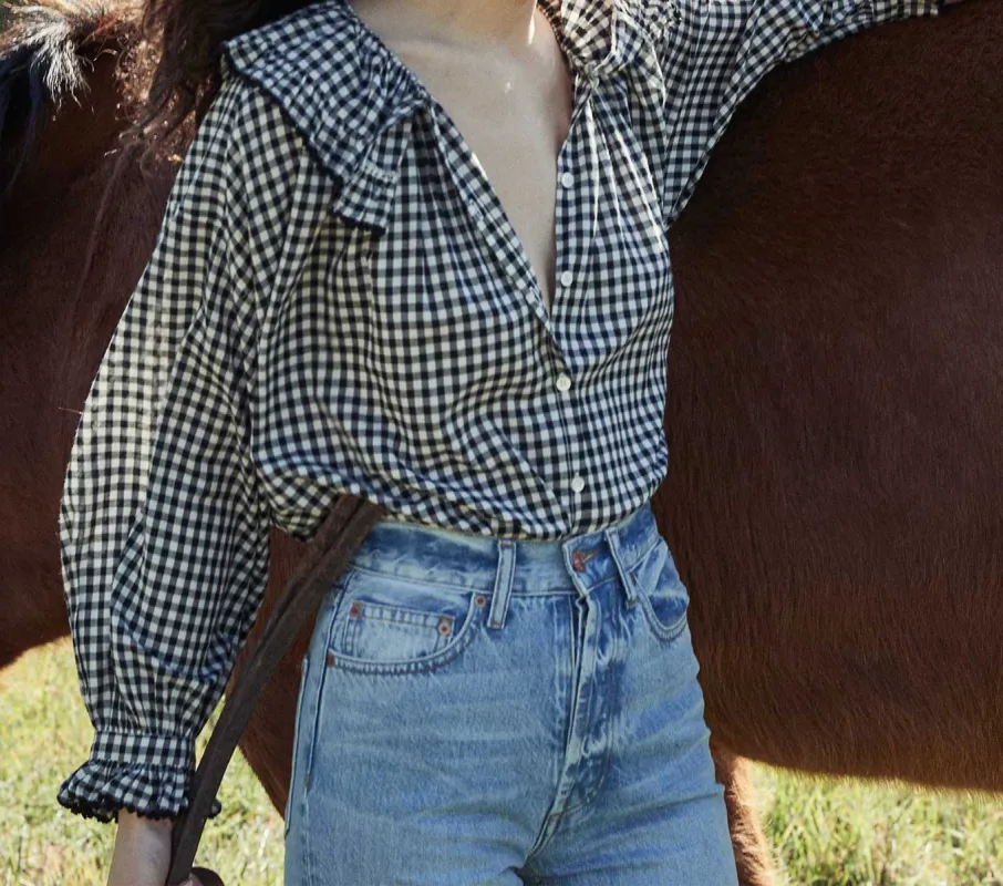 HMD -- SEYCHELLE TOP -- INK GINGHAM sold by Doen