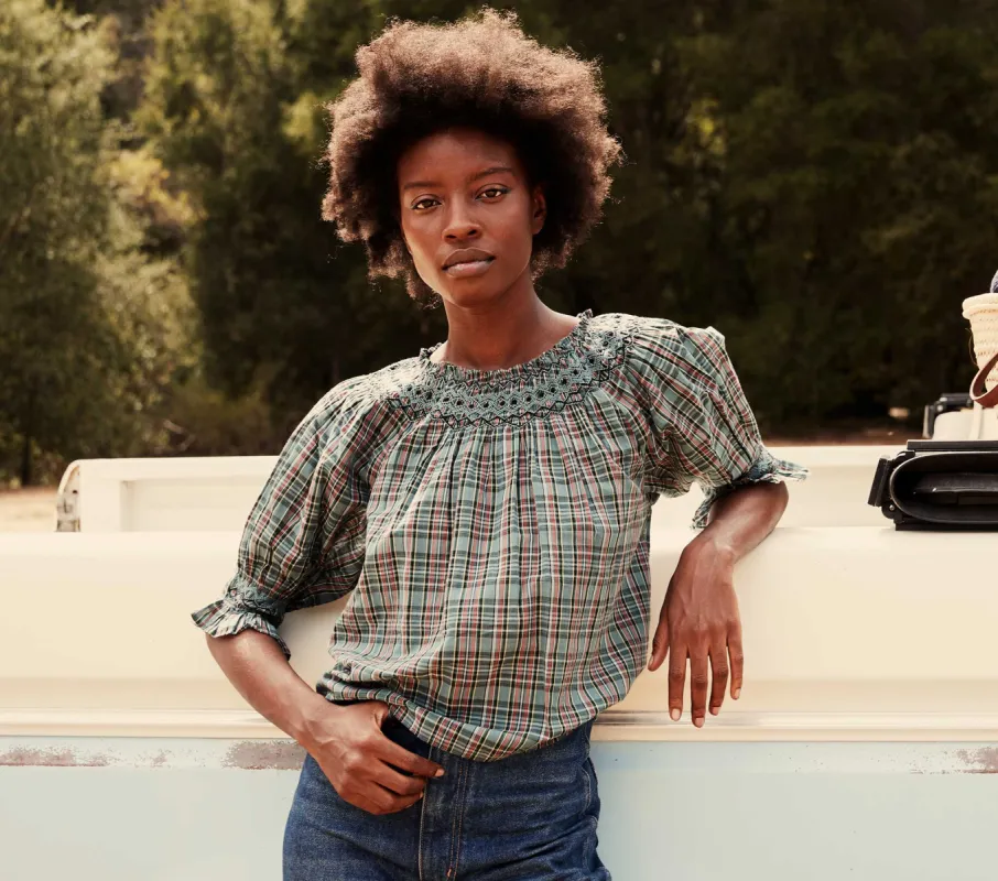 HMD -- ARTEMISIA TOP -- POND PROMENADE PLAID sold by Doen