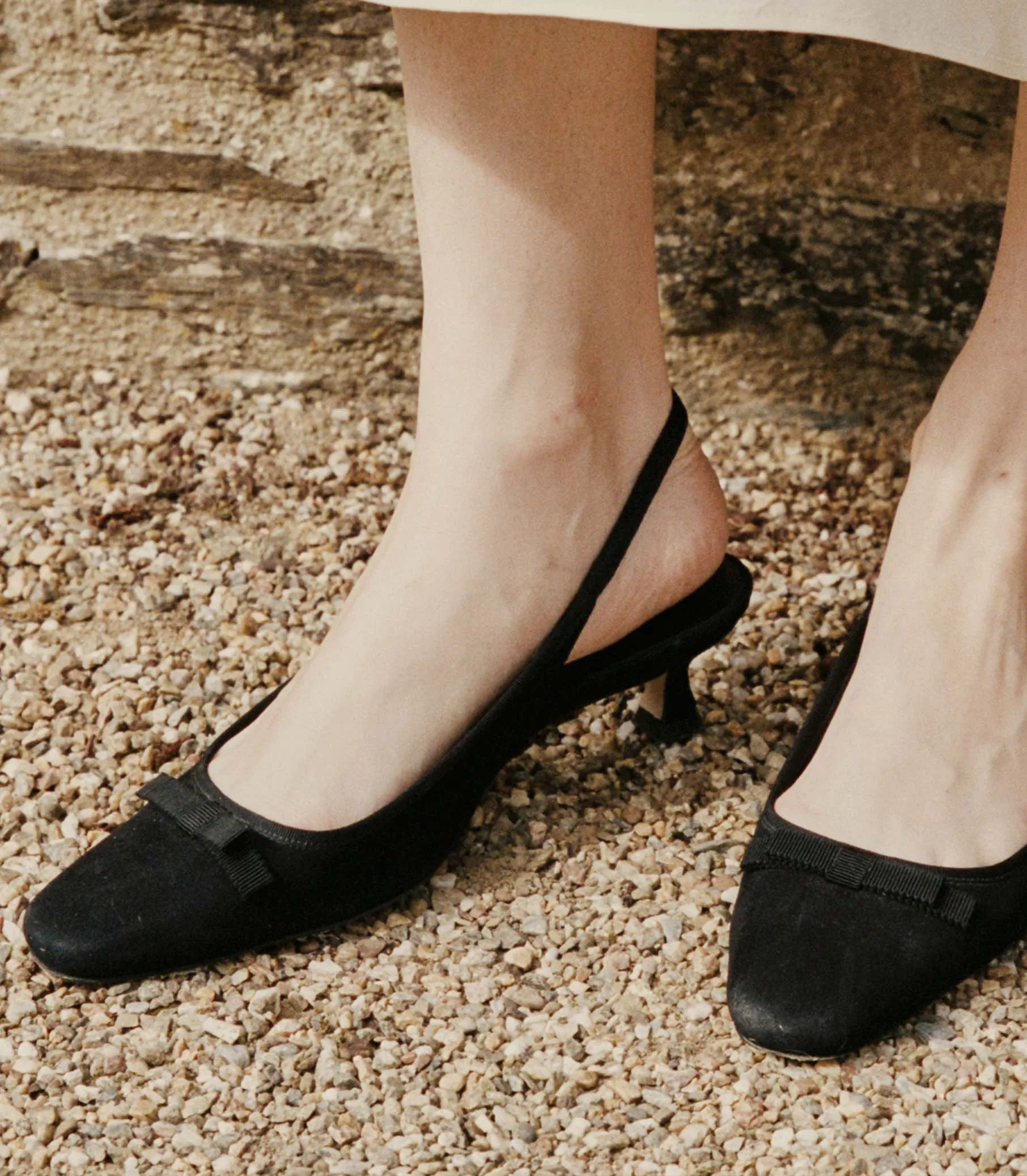 WILLAMINA SLINGBACK -- BLACK SUEDE sold by Doen