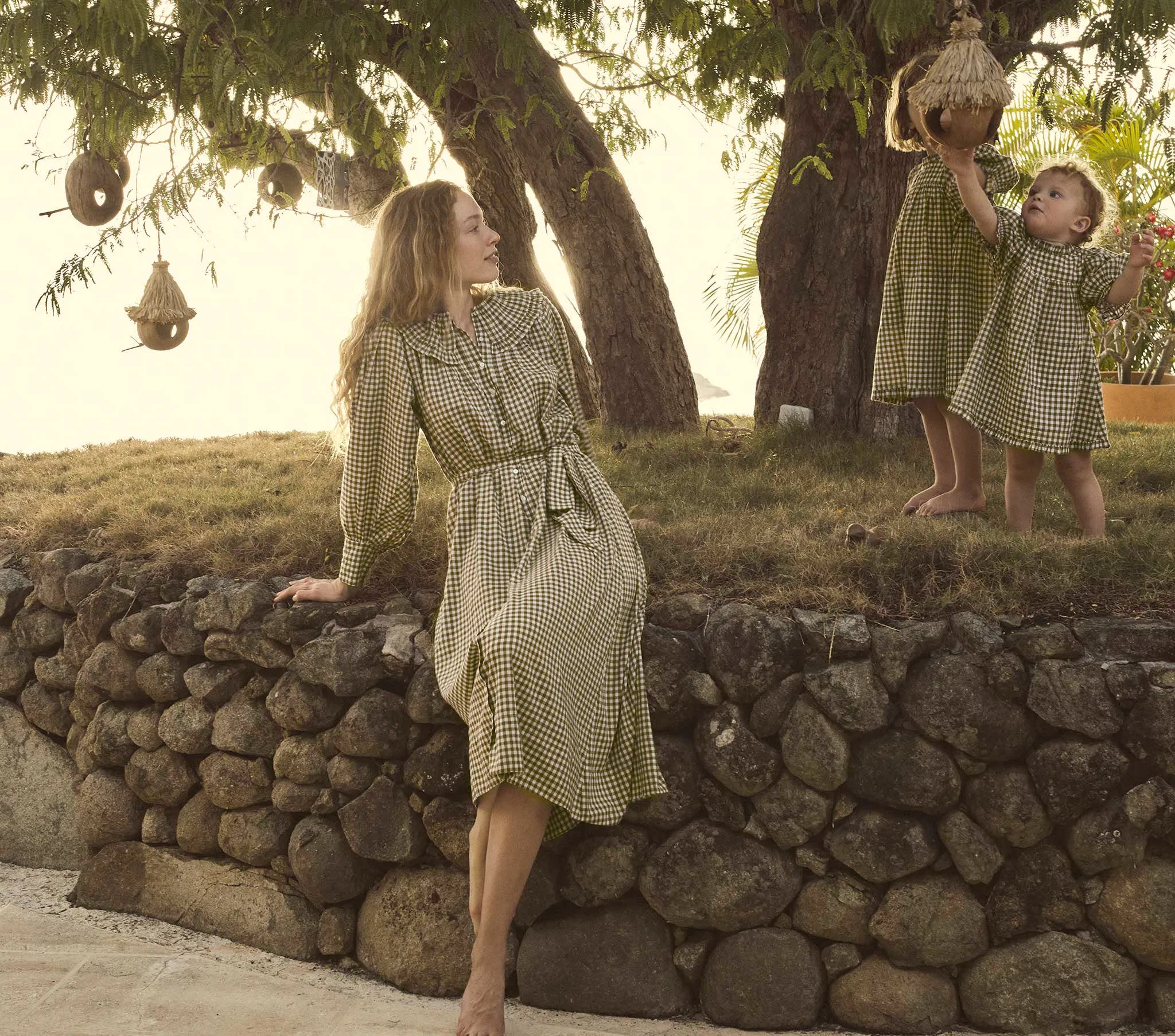 HMD -- PARIS DRESS -- OLIVE GINGHAM sold by Doen