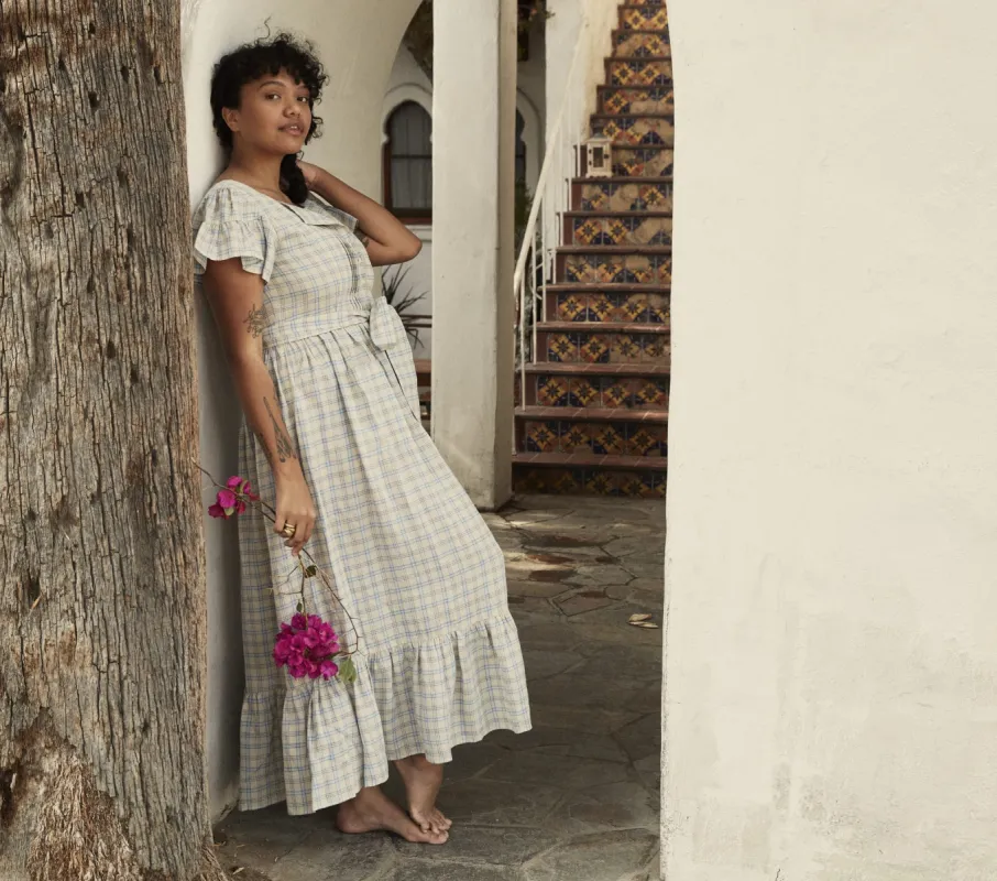 HMD -- MARFA DRESS -- BLUE MEADOWLARK PLAID sold by Doen