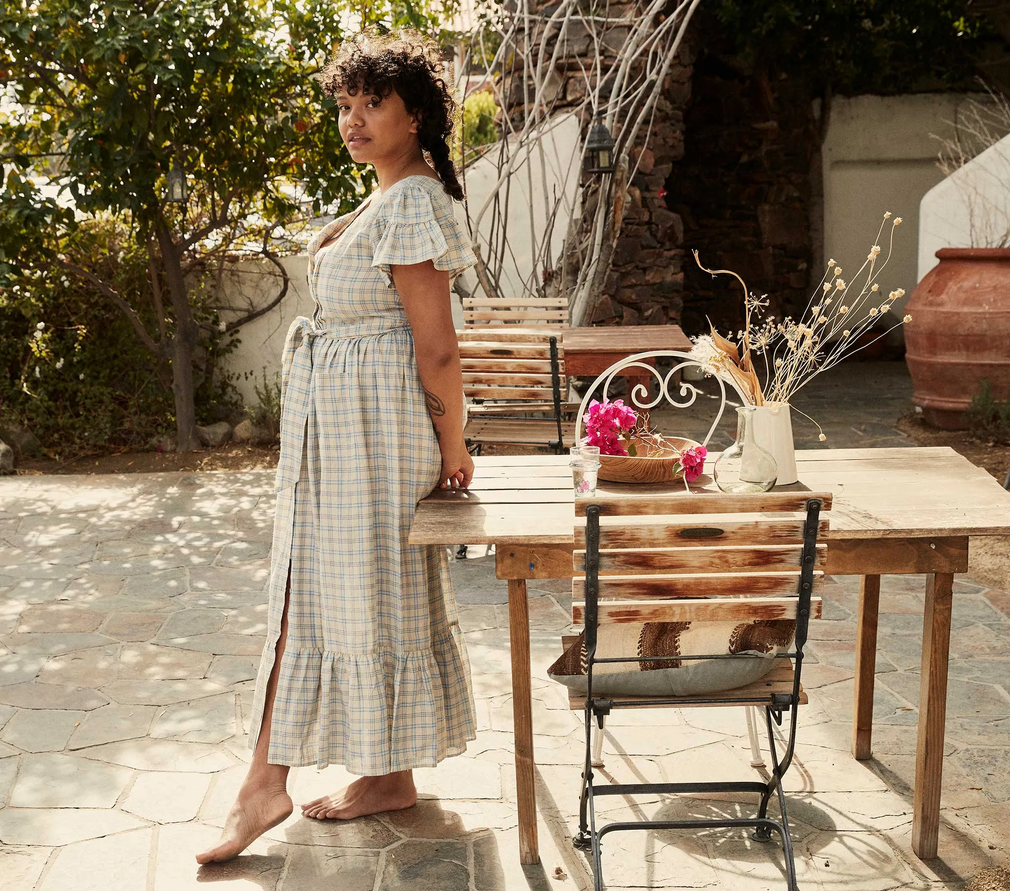 HMD -- MARFA DRESS -- BLUE MEADOWLARK PLAID sold by Doen product image thumbnail 2