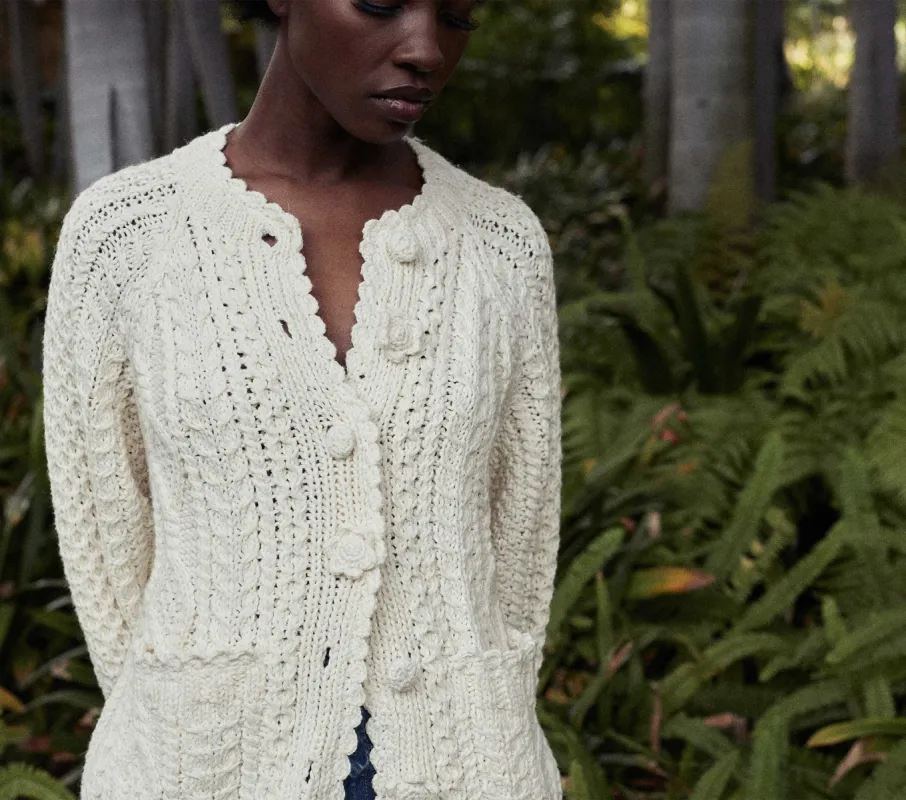 HMD -- ABRIL CARDIGAN SWEATER -- ANTIQUE PEARL sold by Doen