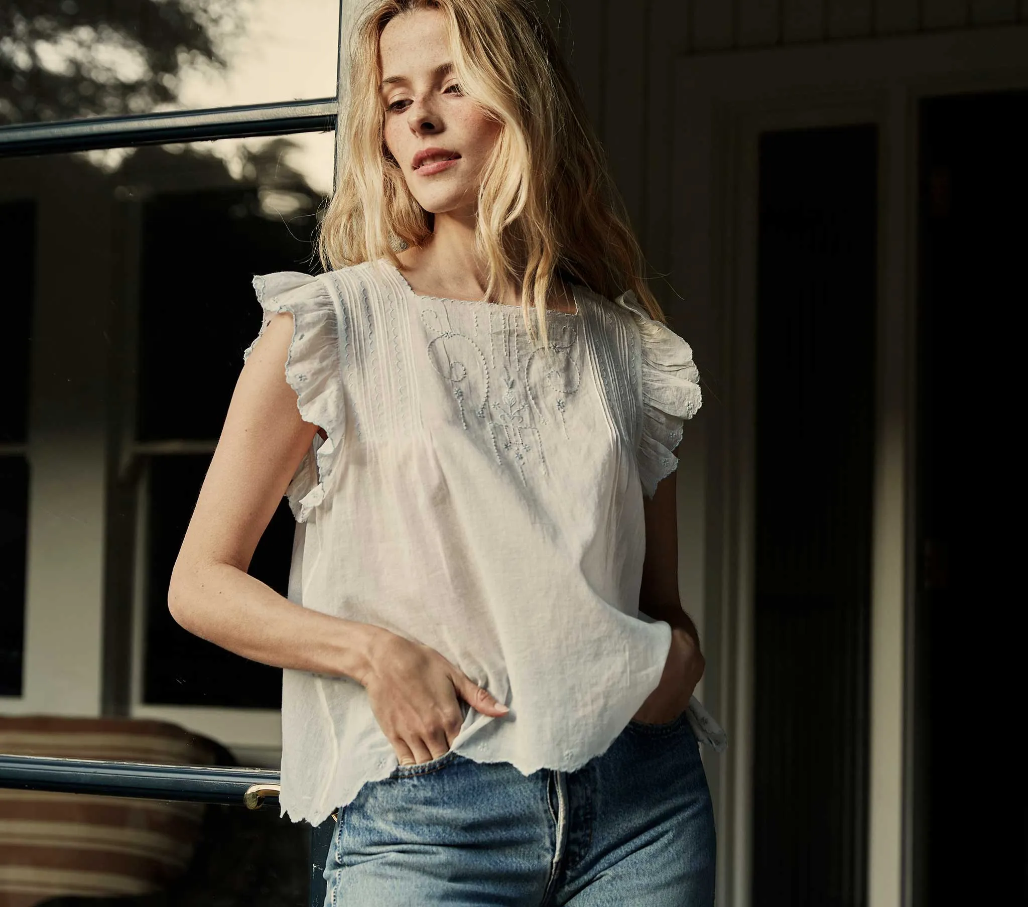 HMD -- AUDEN TOP -- SEA SALT sold by Doen