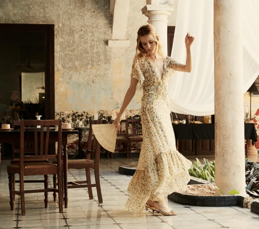 HMD -- ANTOINETTE DRESS -- YELLOW VICTORIA FLORAL made by Doen