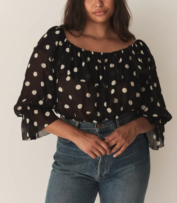 VIVIAN TOP -- SOLSTICE SKY DOT sold by Doen