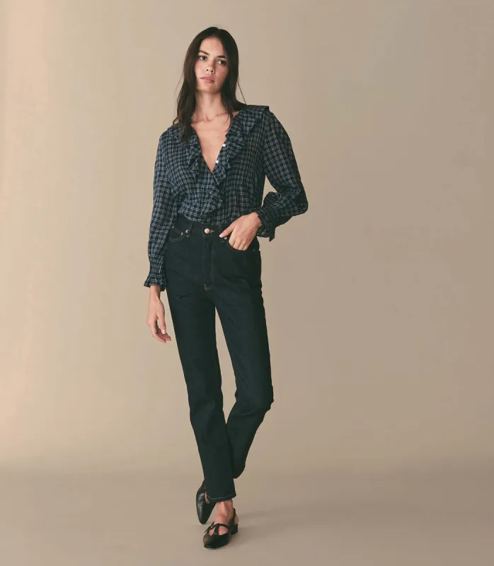 HMD -- HARDY TOP -- BLEU COTTAGE PLAID sold by Doen