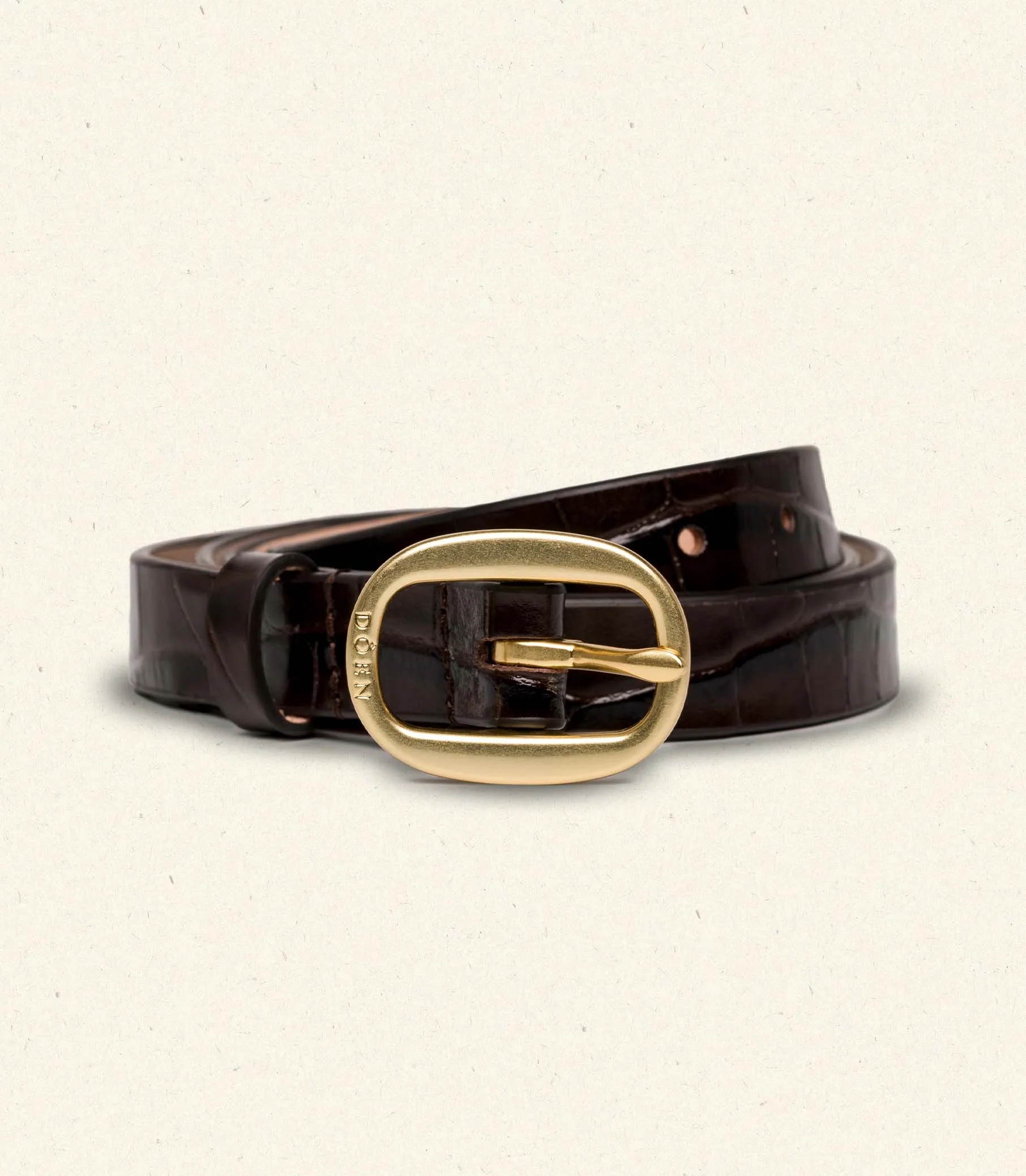 AVI SLIM BELT -- BROWN FAUX CROC sold by Doen product image thumbnail 2