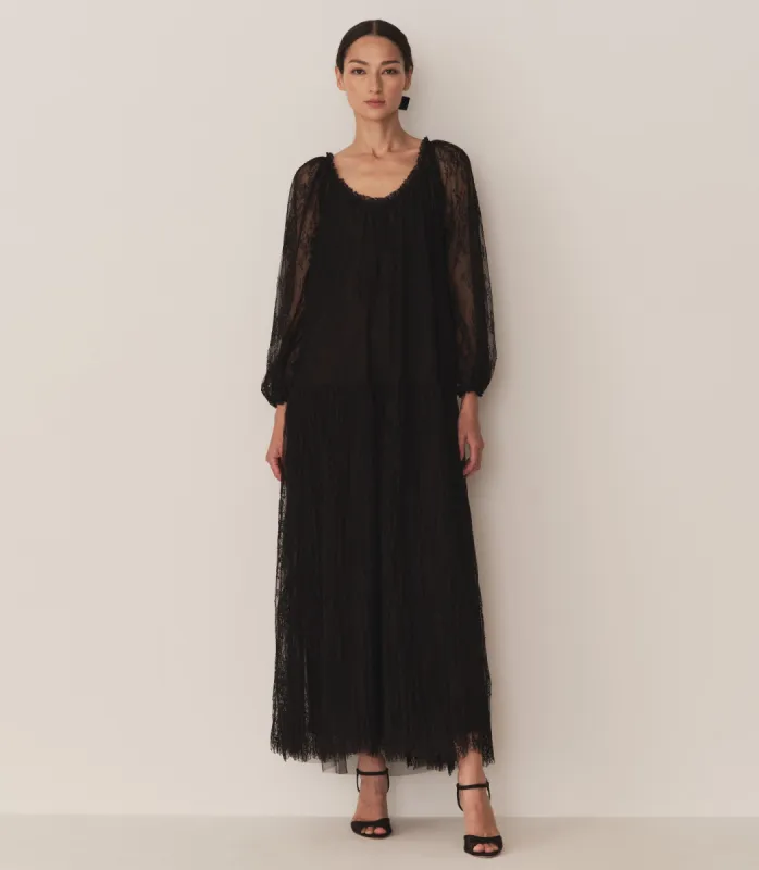 NEVAEH DRESS -- BLACK sold by Doen