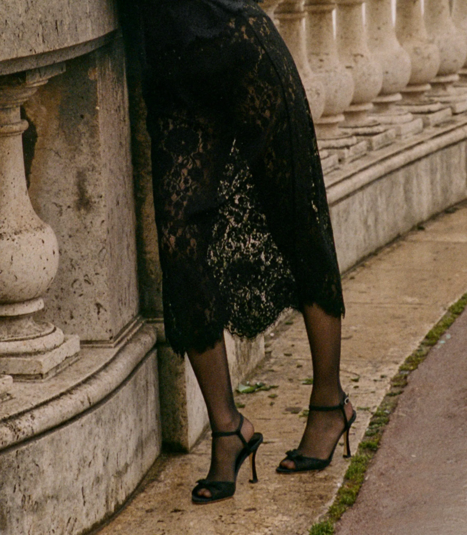 ARIANNA HIGH HEEL -- BLACK MESH DOT sold by Doen