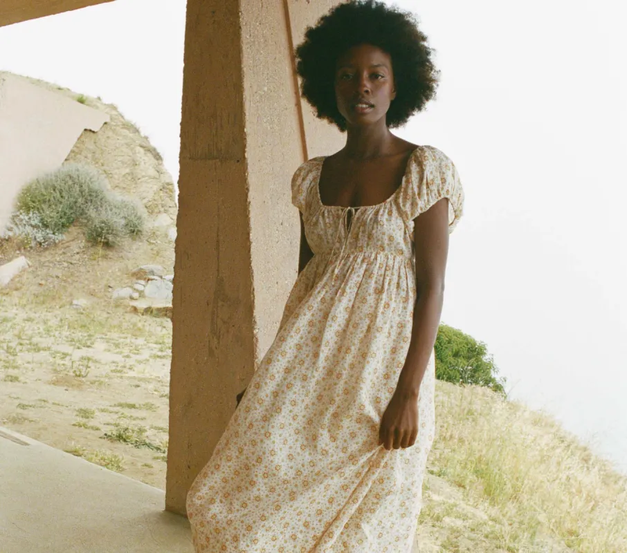 HMD -- PIAZZA DRESS -- ALABASTER COUNTRYSIDE CALICO made by Doen