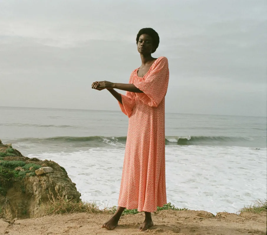 ORTENSIA DRESS -- ORANGE HILLSIDE BLOOM sold by Doen