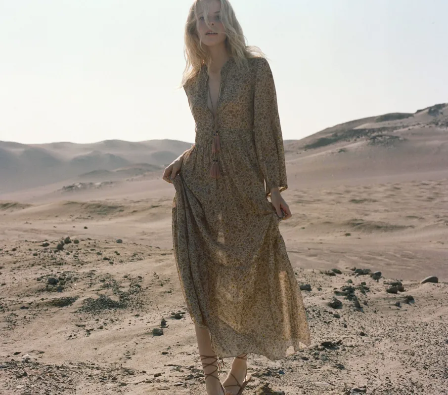 HMD -- PREM DRESS -- JAIPUR MUSTARD FLORAL sold by Doen