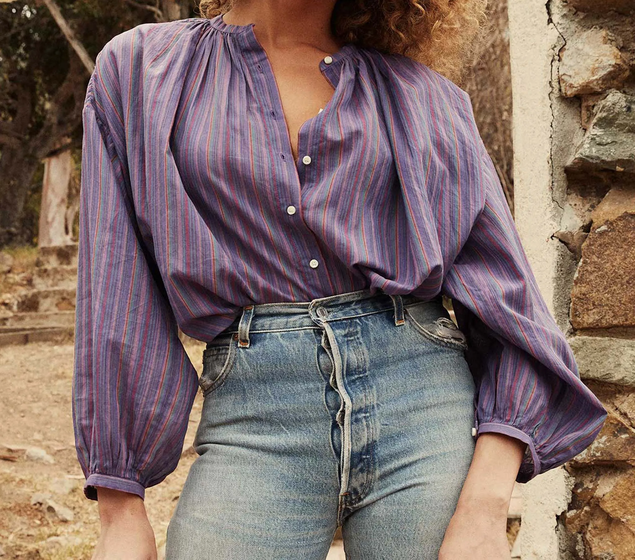 HMD -- THE JANE BLOUSE -- ISLA STRIPE sold by Doen