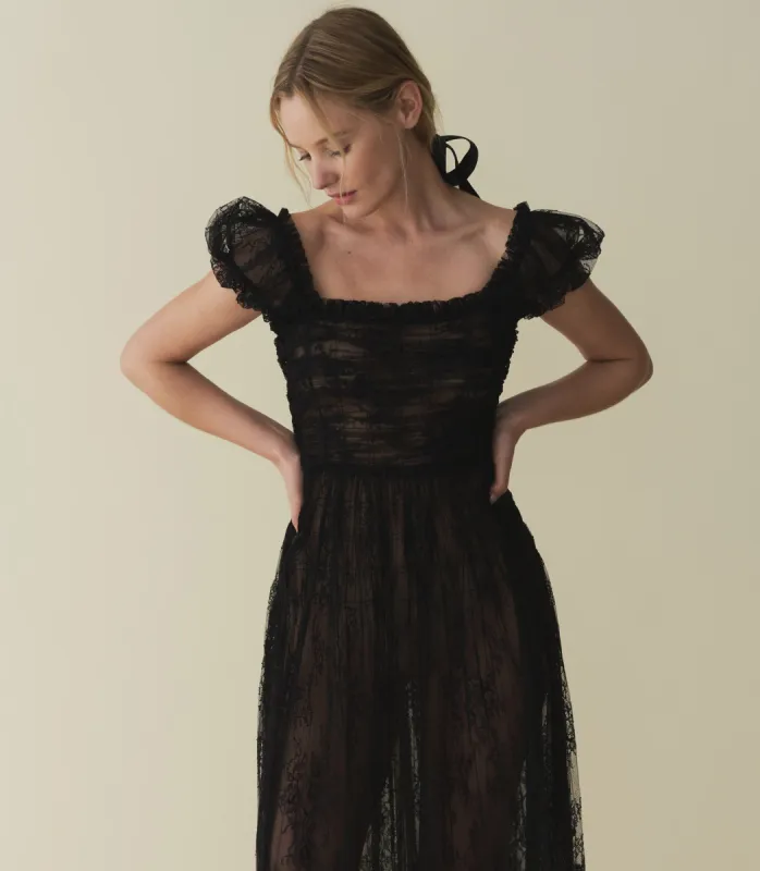 HMD -- PAMELINA DRESS -- BLACK LACE sold by Doen