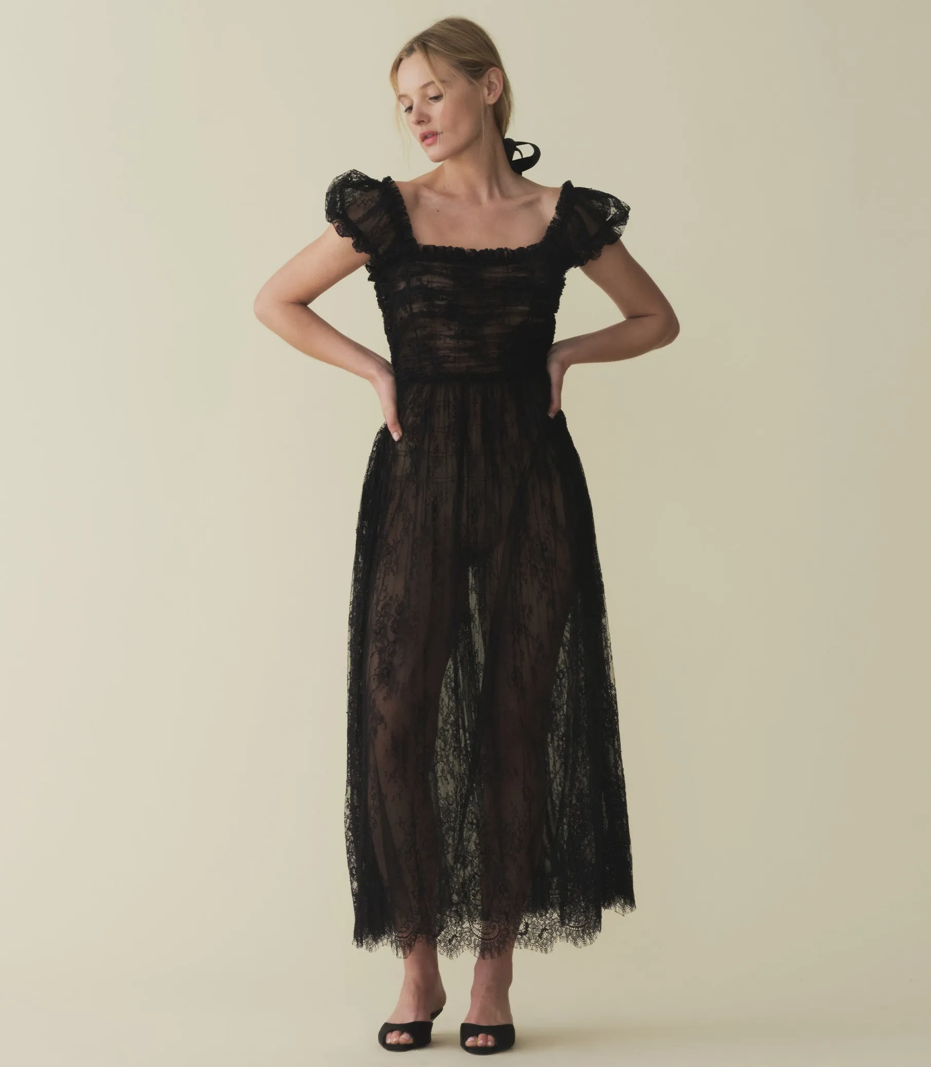 HMD -- PAMELINA DRESS -- BLACK LACE sold by Doen product image thumbnail 3