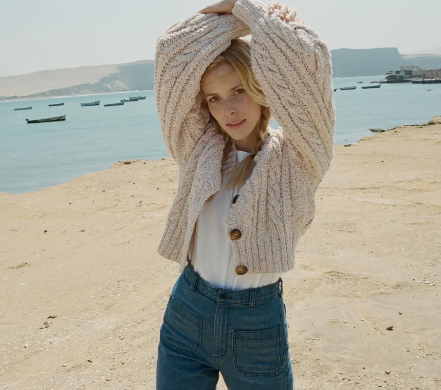 HMD -- CARDIFF CARDIGAN SWEATER -- PINK CLOUD sold by Doen