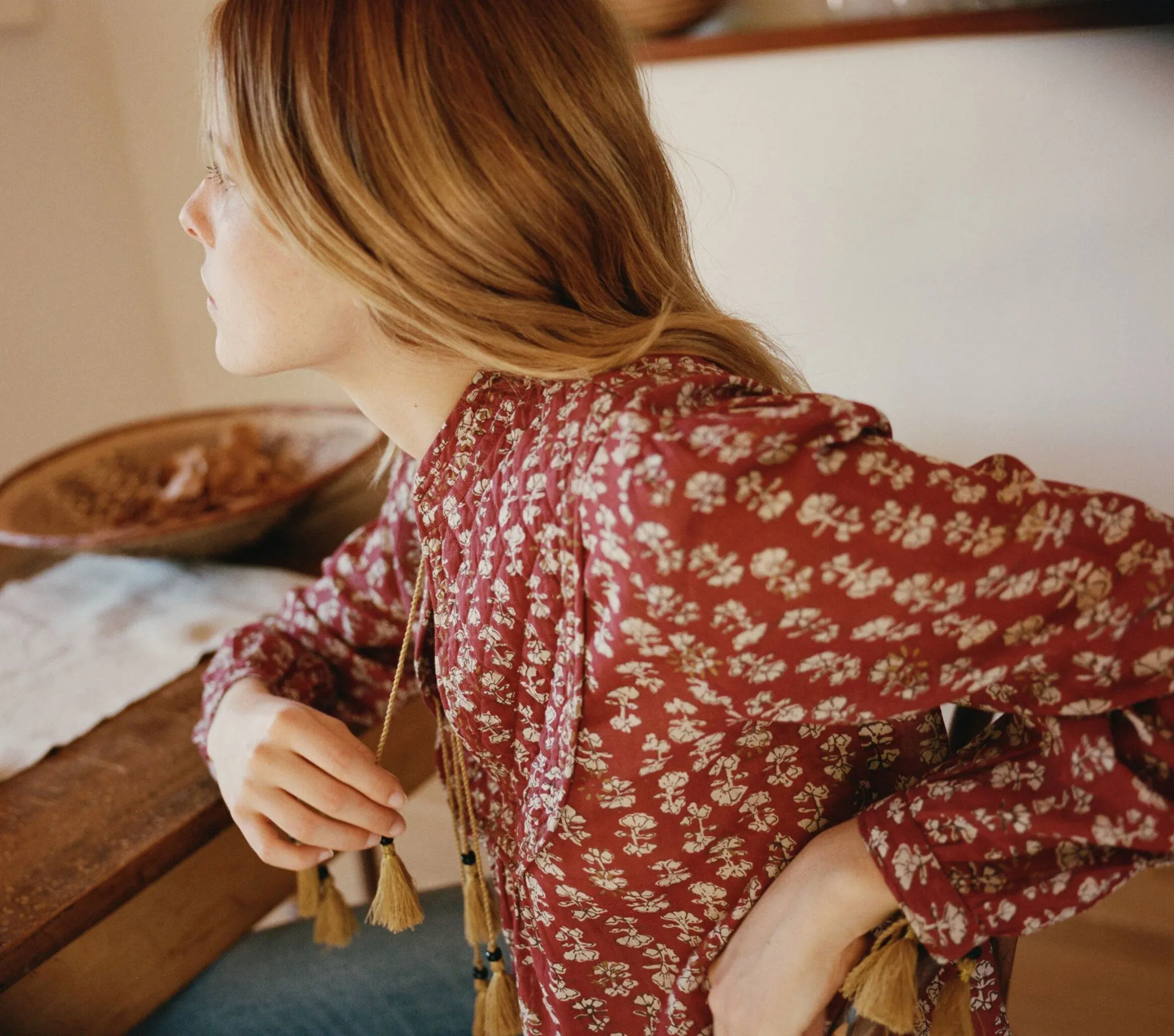 HMD -- HAMSA TOP -- RUST BLOCK PRINT sold by Doen product image thumbnail 3