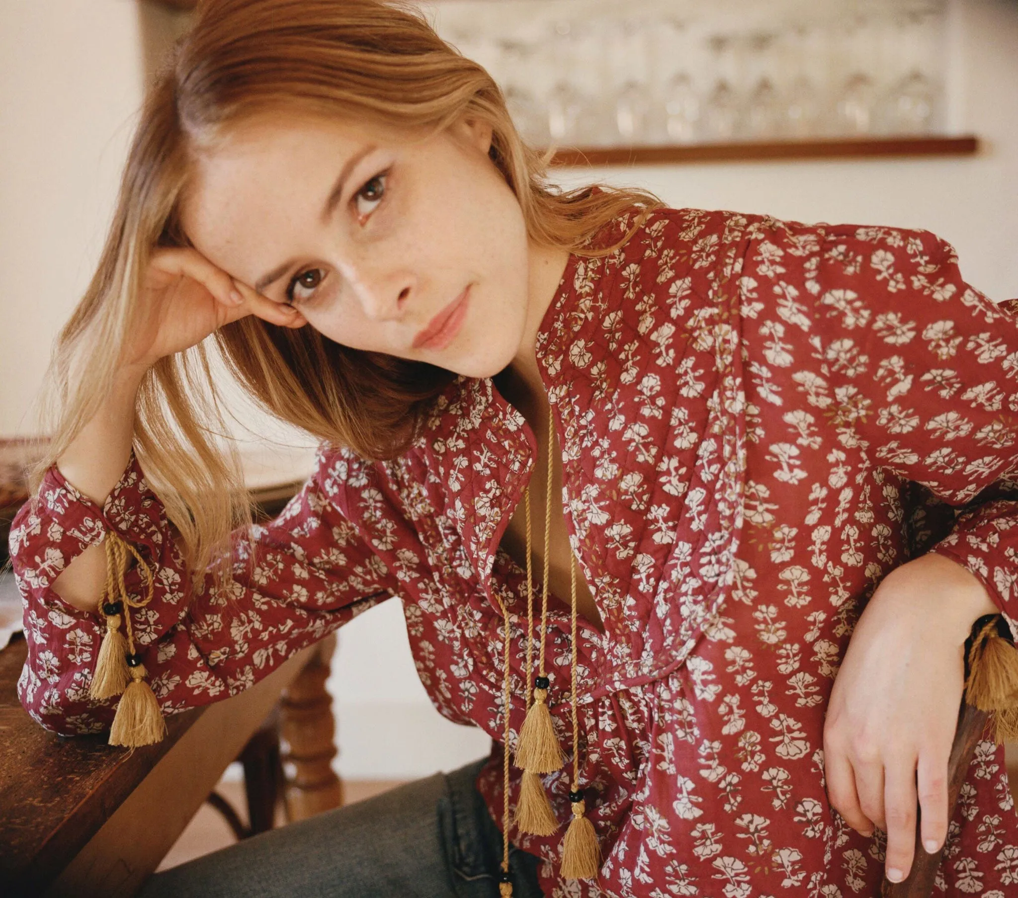 HMD -- HAMSA TOP -- RUST BLOCK PRINT sold by Doen product image thumbnail 4