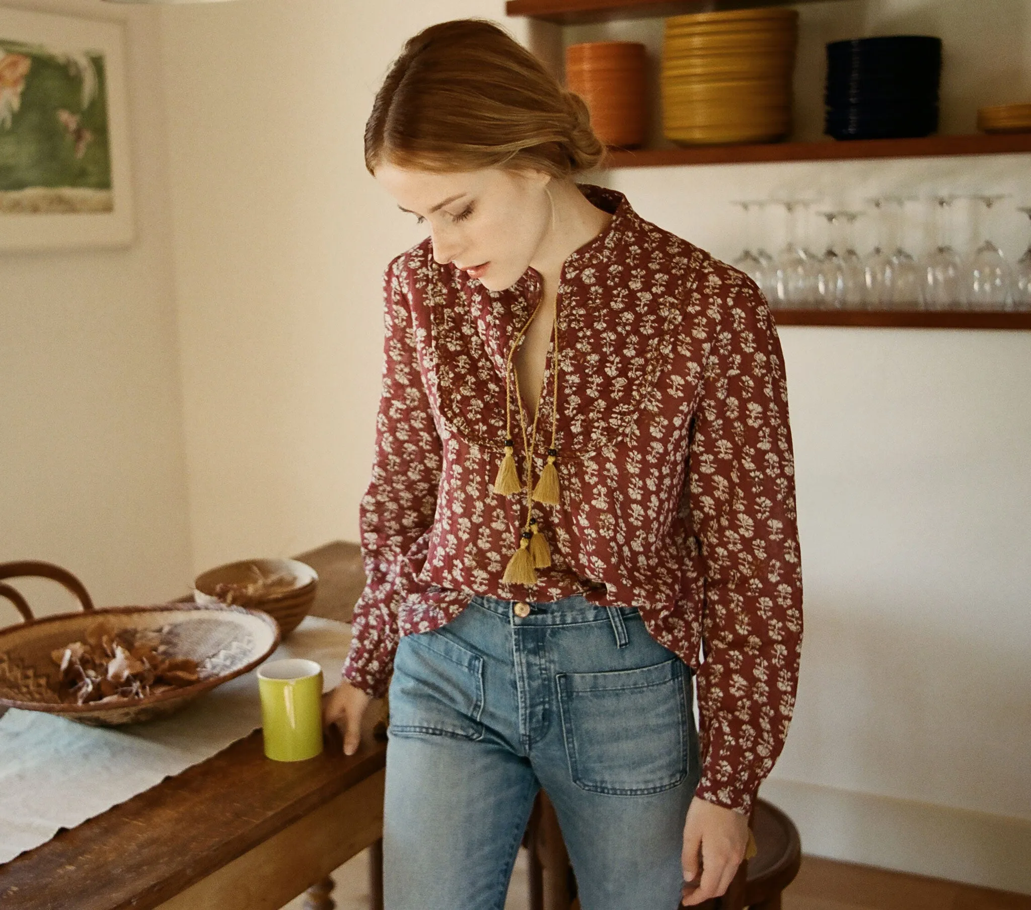 HMD -- HAMSA TOP -- RUST BLOCK PRINT sold by Doen product image thumbnail 5