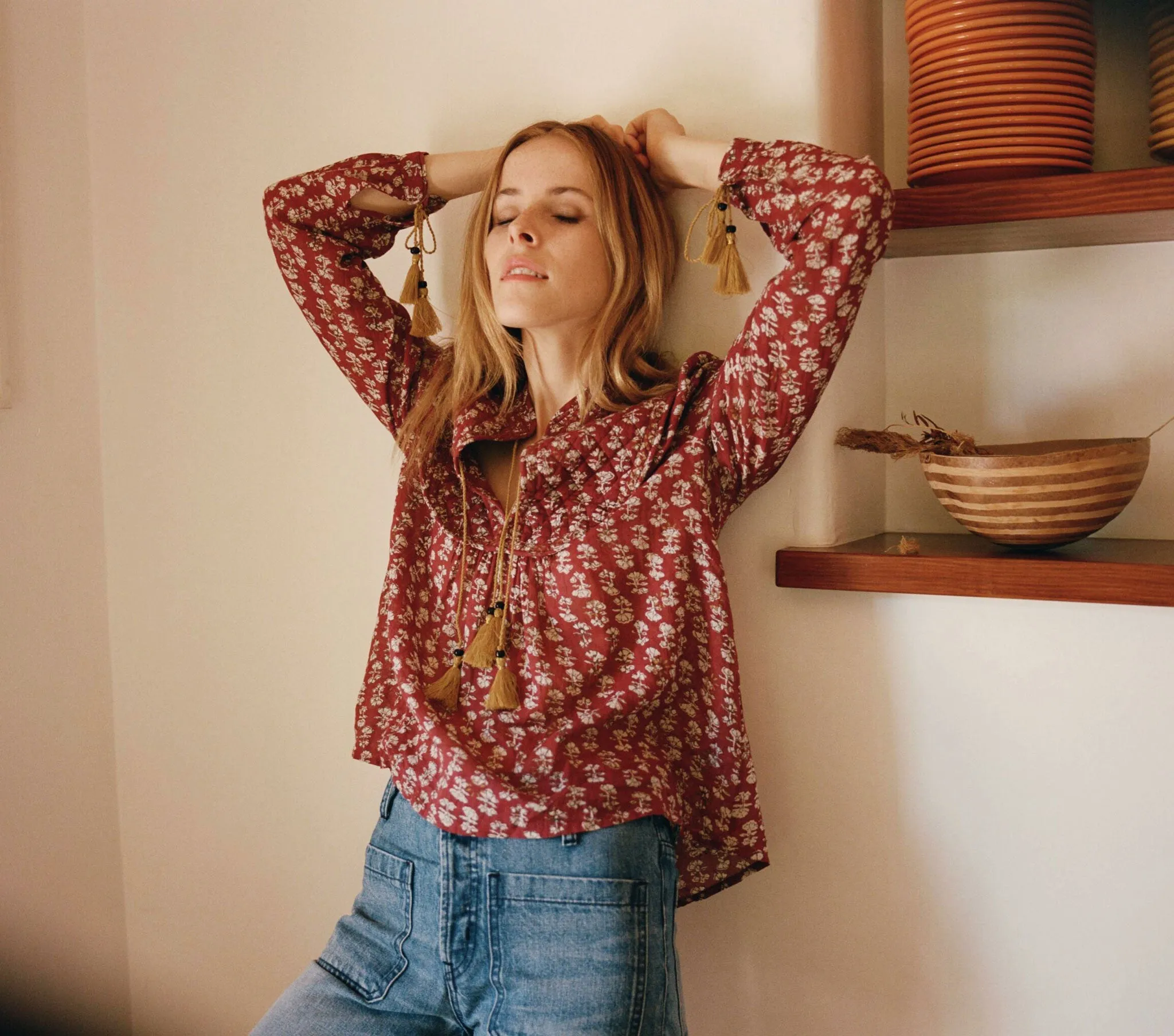 HMD -- HAMSA TOP -- RUST BLOCK PRINT sold by Doen product image thumbnail 2