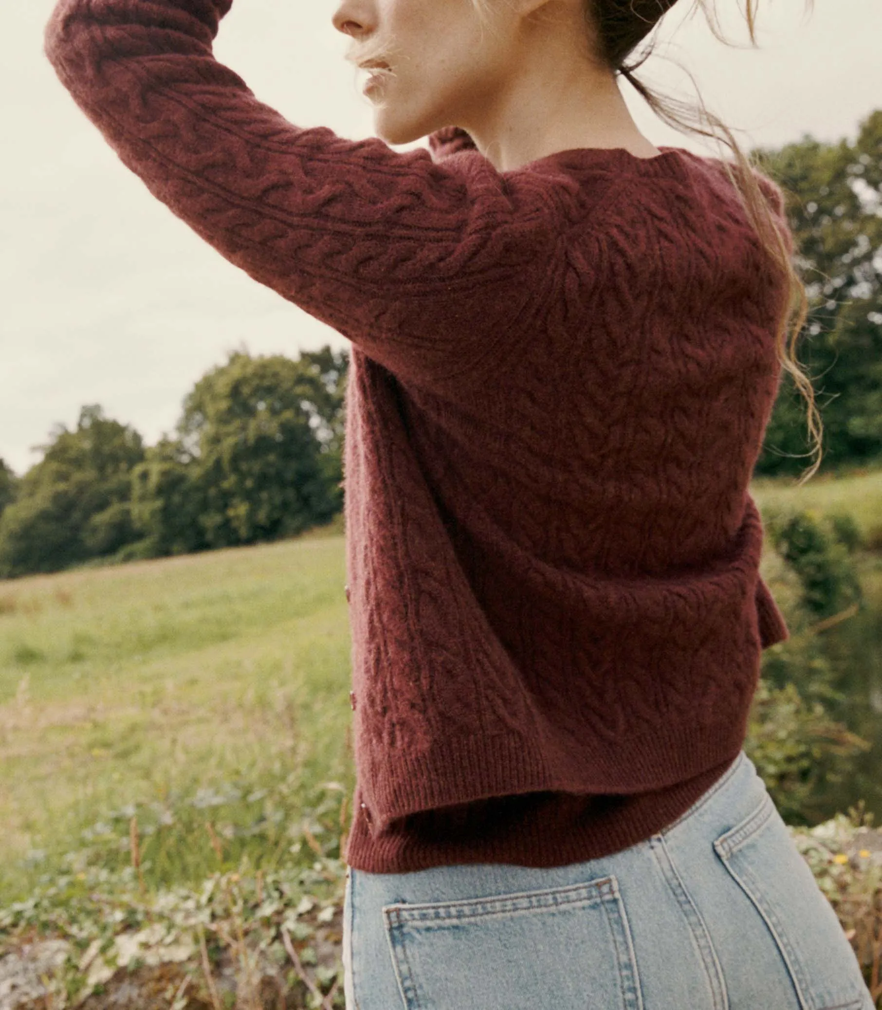 HMD -- DANAE CABLE CASHMERE CARDIGAN -- DARK GARNET sold by Doen product image thumbnail 4