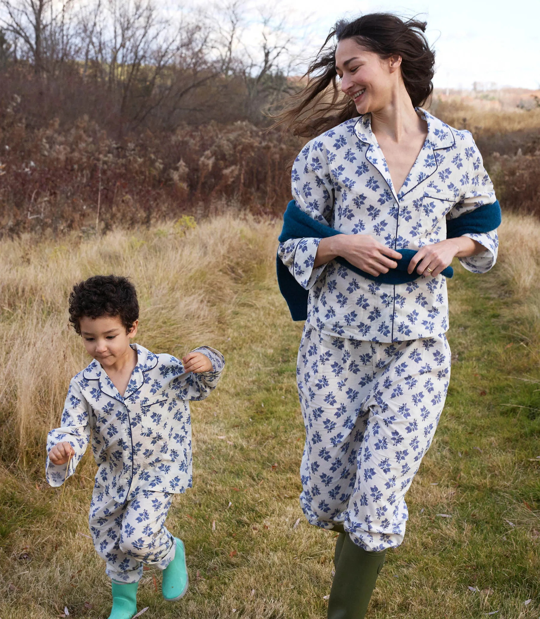 ESMA PAJAMA -- CREME POMEGRANATE BLOOM sold by Doen