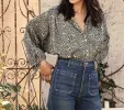 HMD -- O'KEEFFE TOP -- CREAM/BLUE PRANCING FAWN FLORAL sold by Doen