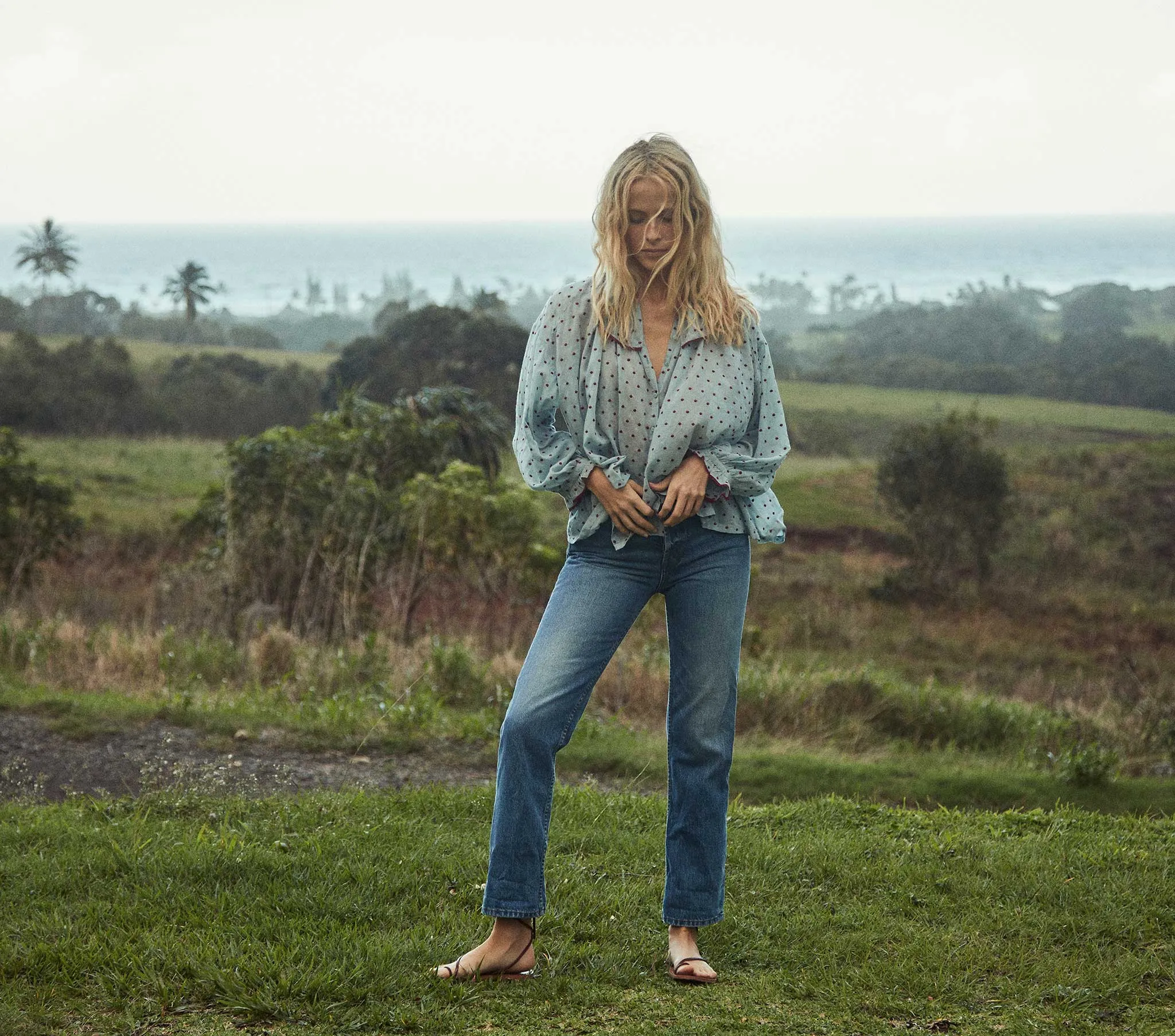 HMD -- JEMMA TOP -- AZURE SWISS DOT sold by Doen product image thumbnail 3