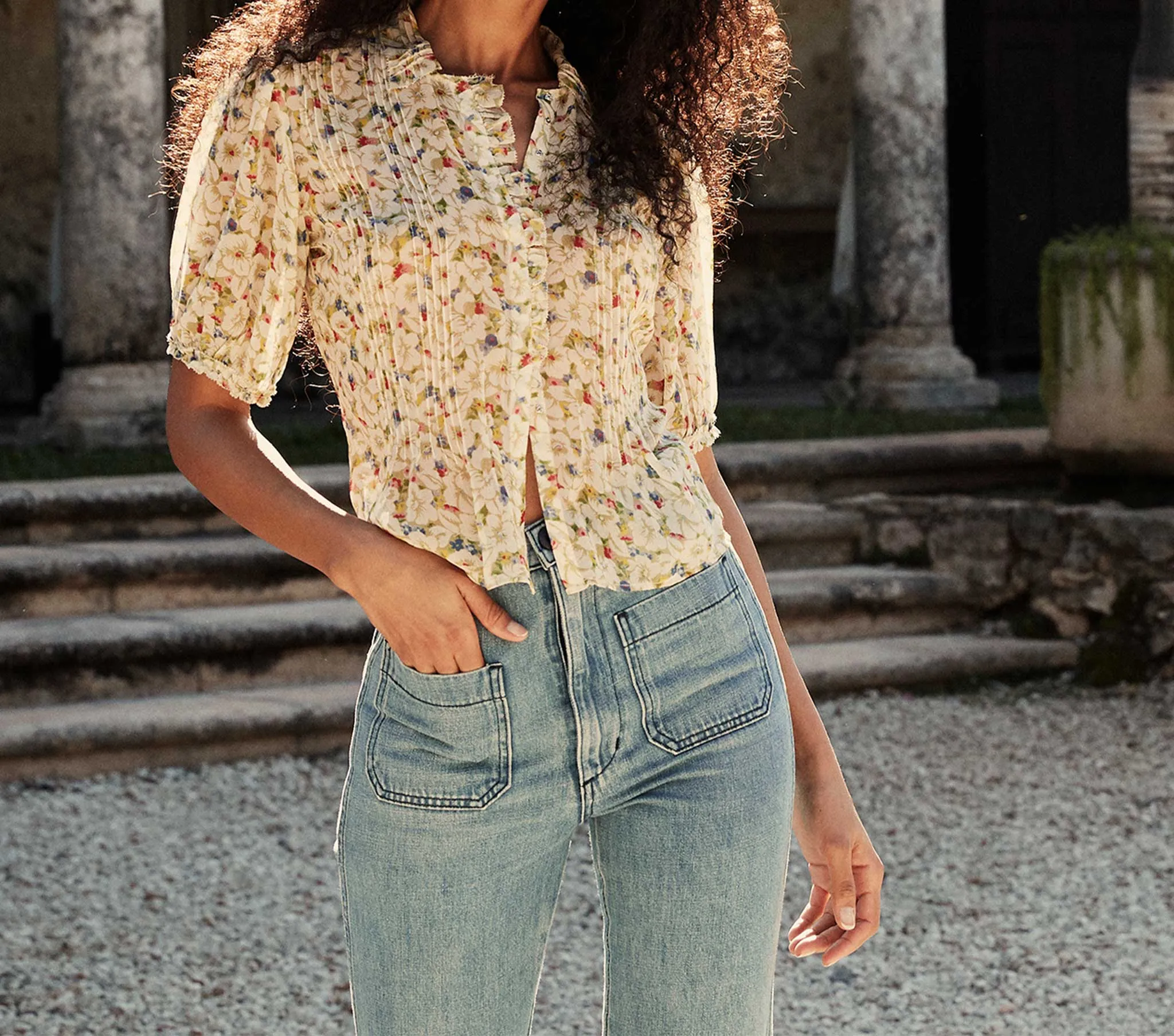 HMD -- BIRD TOP -- YELLOW VICTORIA FLORAL sold by Doen