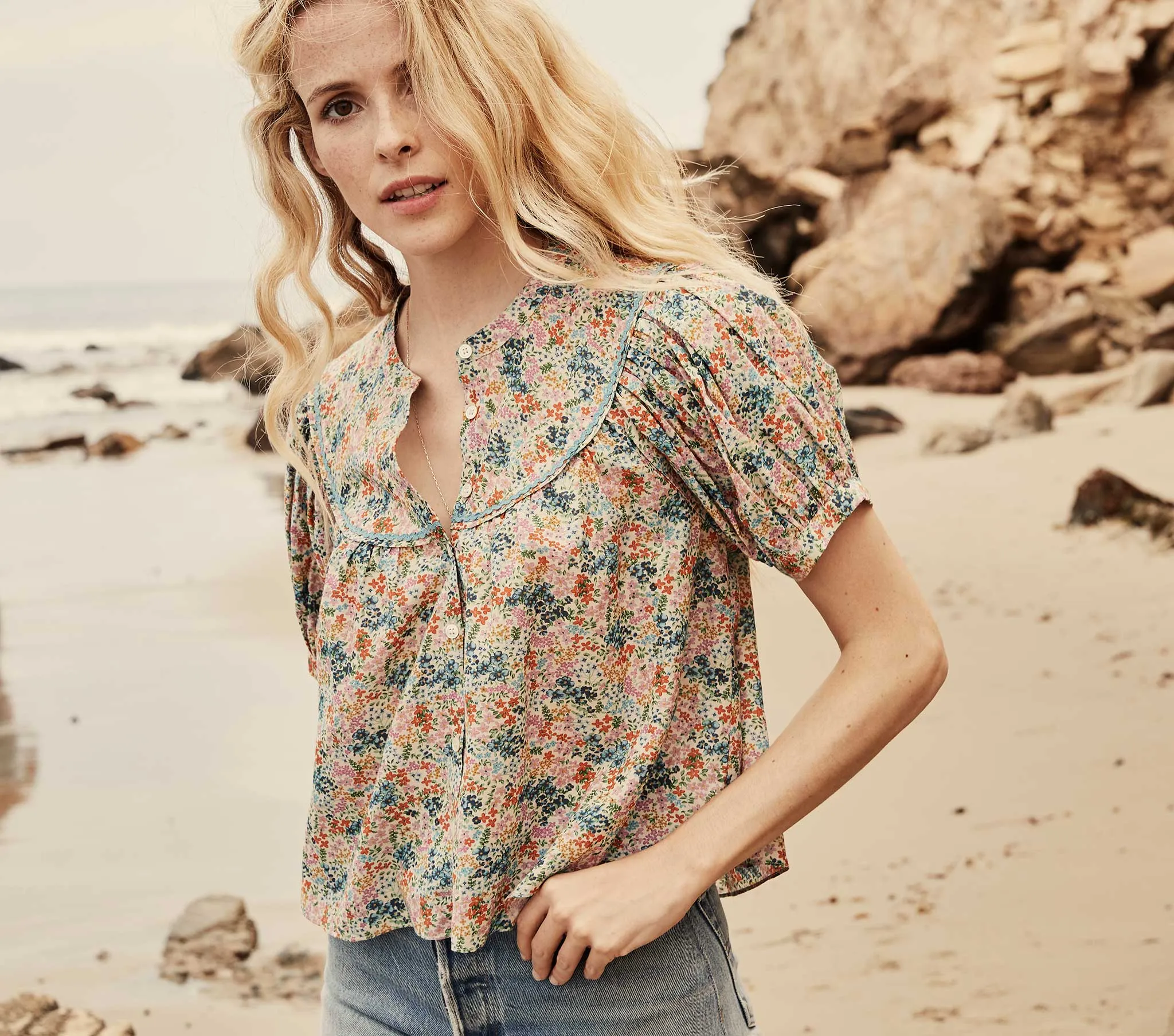 HMD -- BRENNA TOP -- CREAM LADY BIRD FLORAL sold by Doen product image thumbnail 4