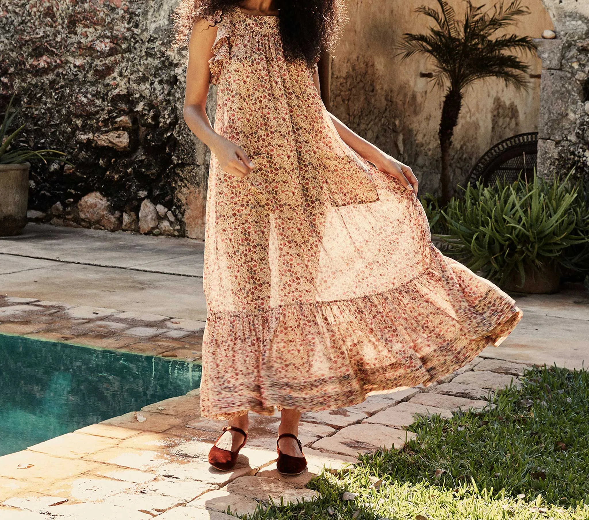 HMD -- SONNET DRESS -- PINK VALLEY FLORAL sold by Doen product image thumbnail 2