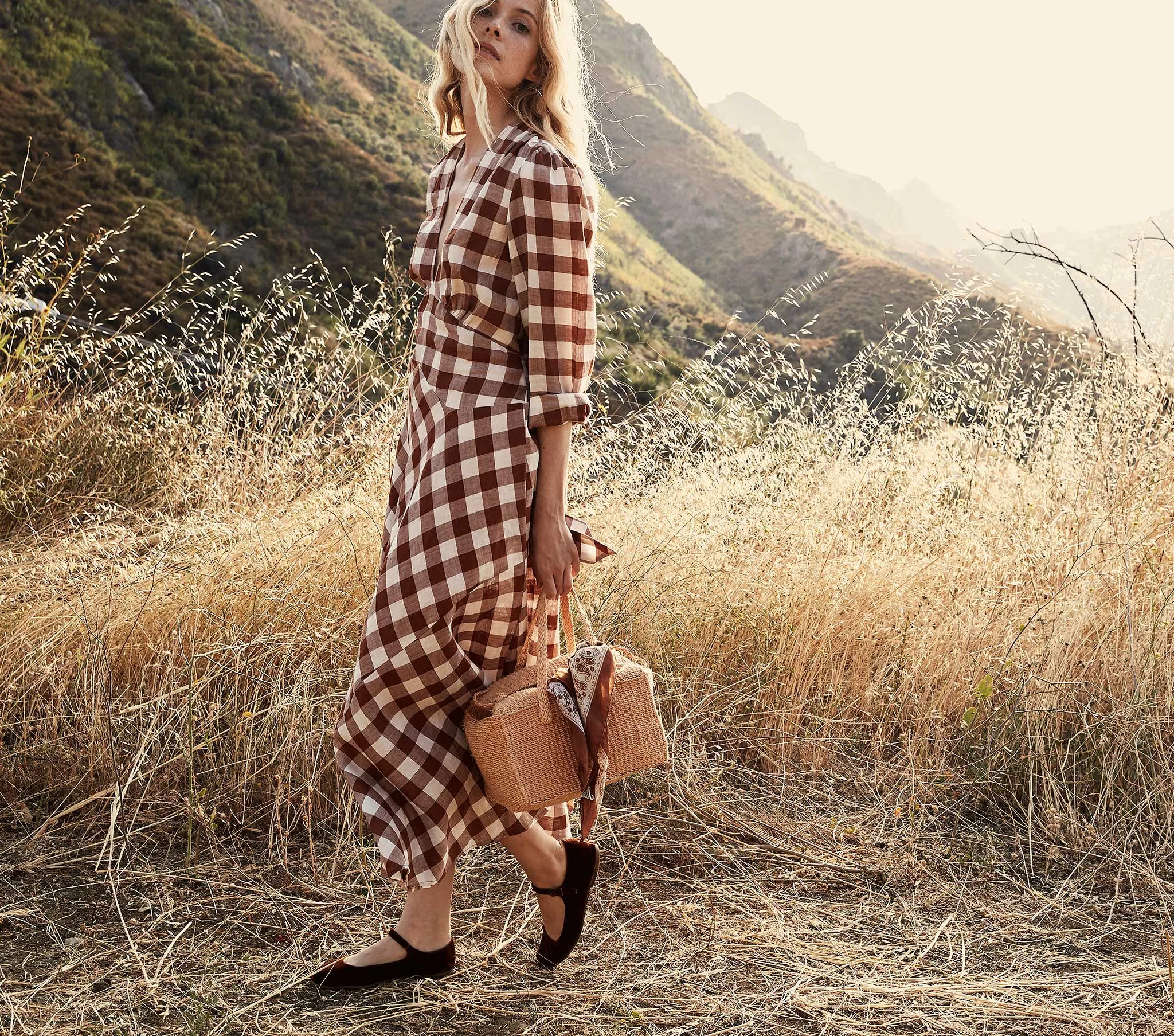 HMD -- CHARLESTON DRESS -- ST OUEN NUTMEG PLAID sold by Doen