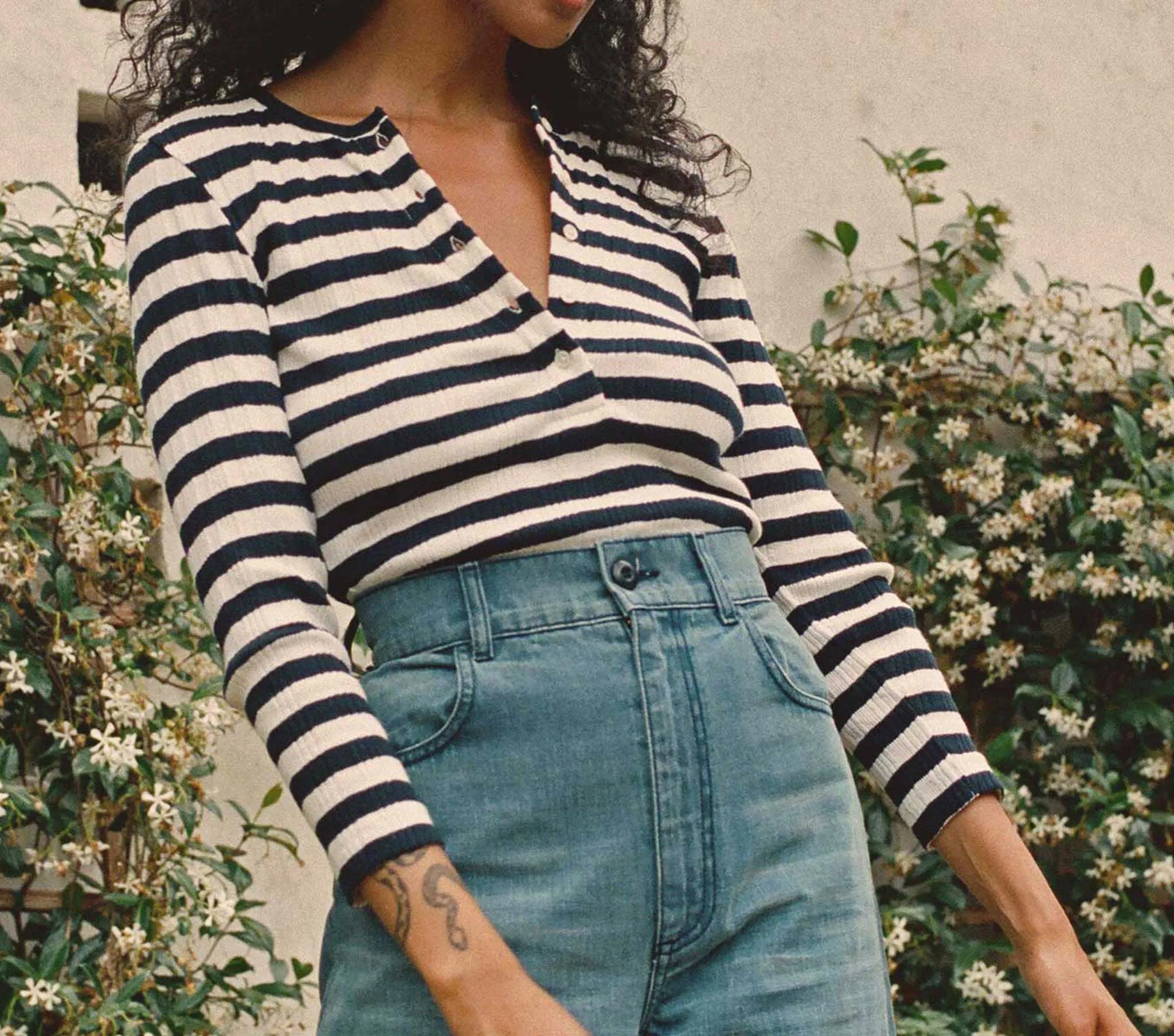 HMD -- PAOLA TEE -- NAVY STRIPE sold by Doen product image thumbnail 3