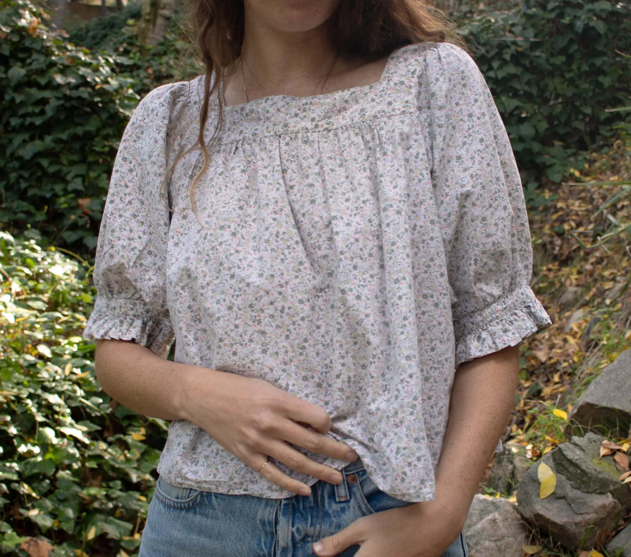 HMD -- LEON TOP -- GREEN SUMMER NECTAR PRINT sold by Doen product image thumbnail 3