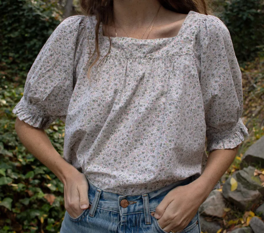 HMD -- LEON TOP -- GREEN SUMMER NECTAR PRINT sold by Doen