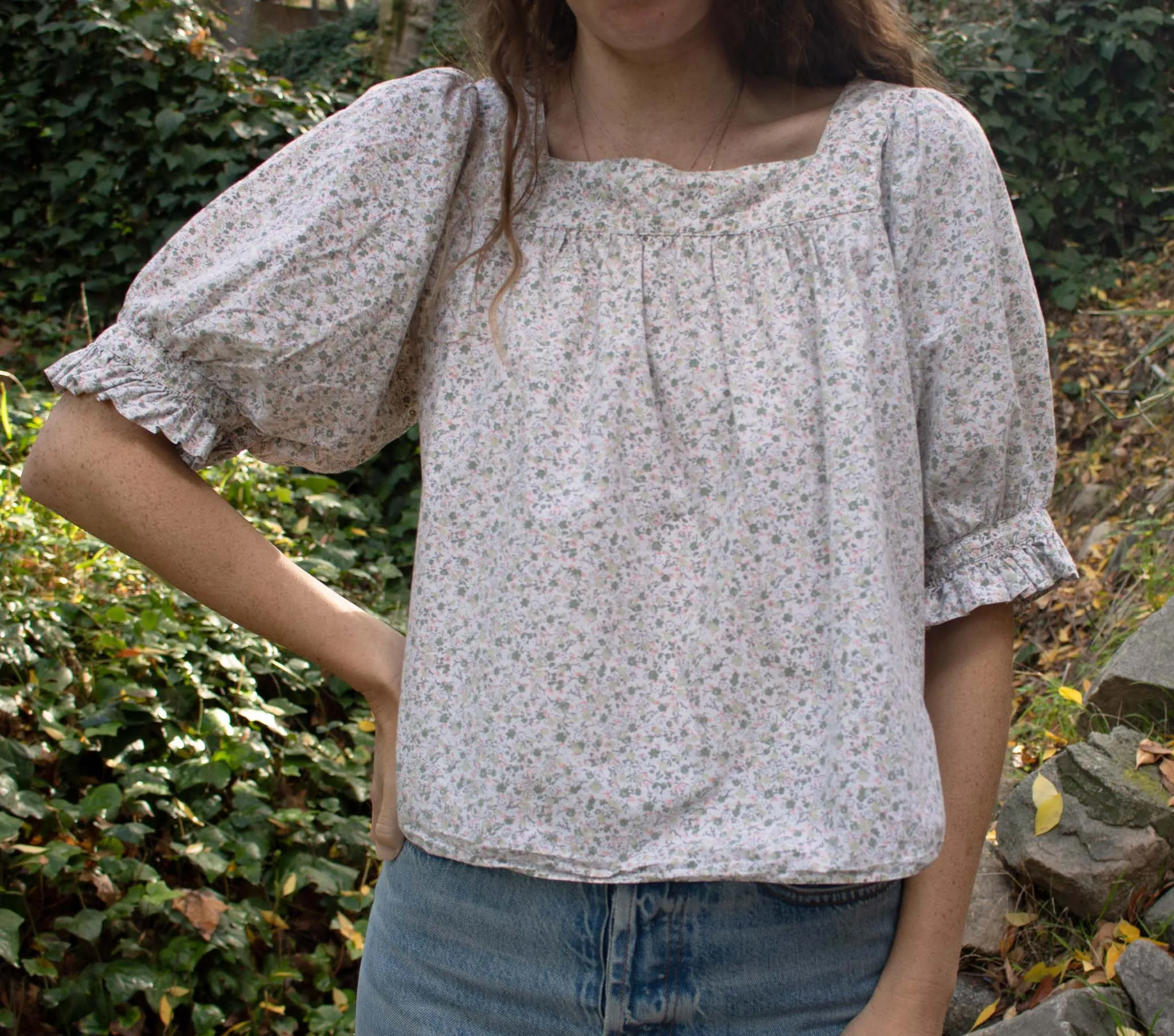 HMD -- LEON TOP -- GREEN SUMMER NECTAR PRINT sold by Doen product image thumbnail 2