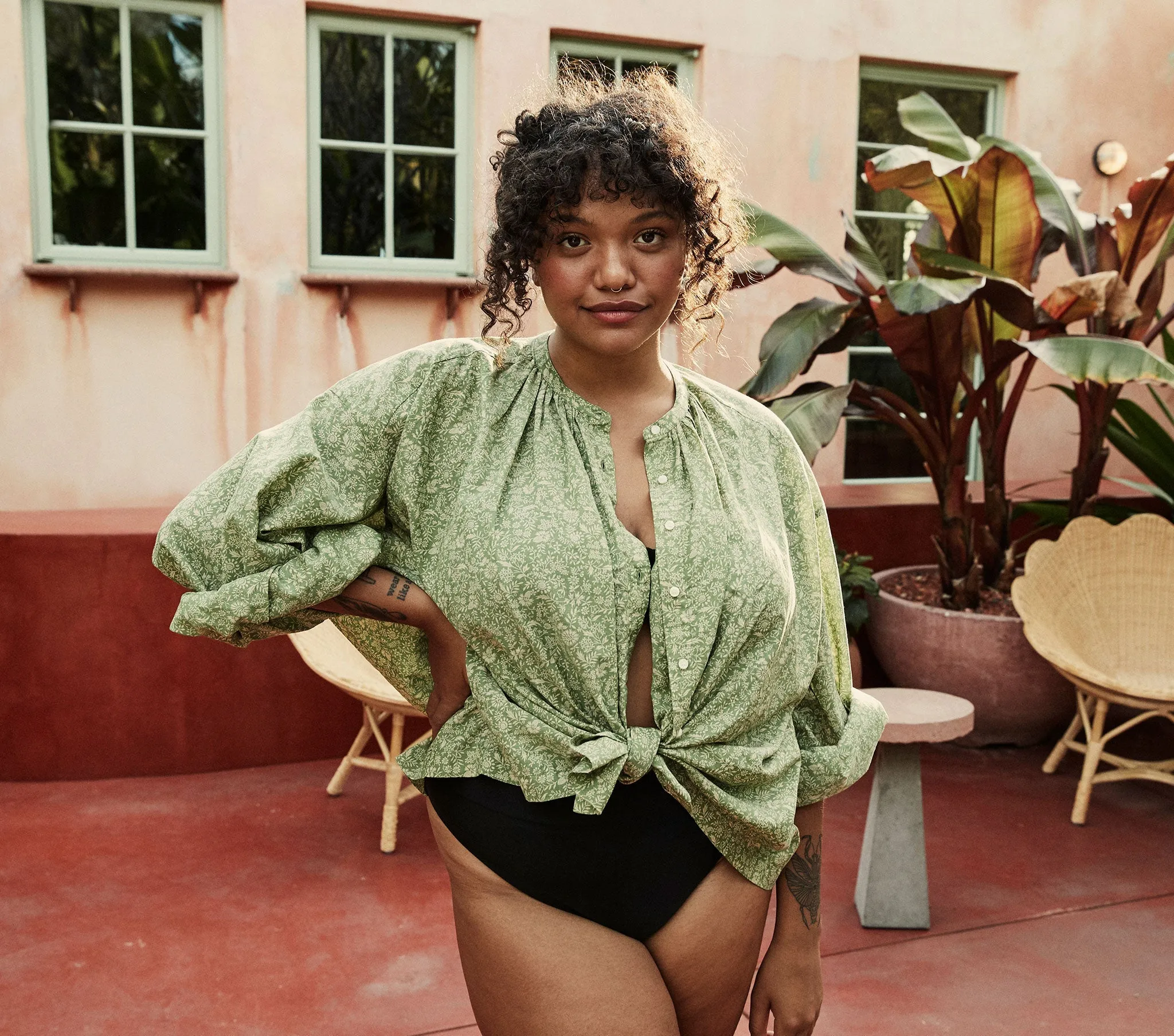 HMD -- THE JANE BLOUSE -- GREEN GARDEN BLOOM sold by Doen