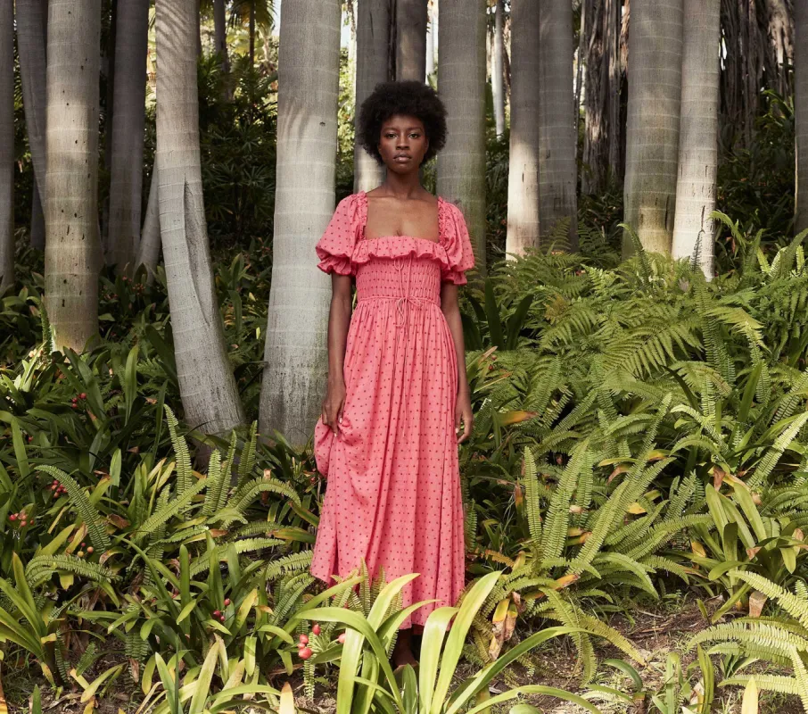 HMD -- SOL DRESS -- TEA ROSE SWISS DOT sold by Doen