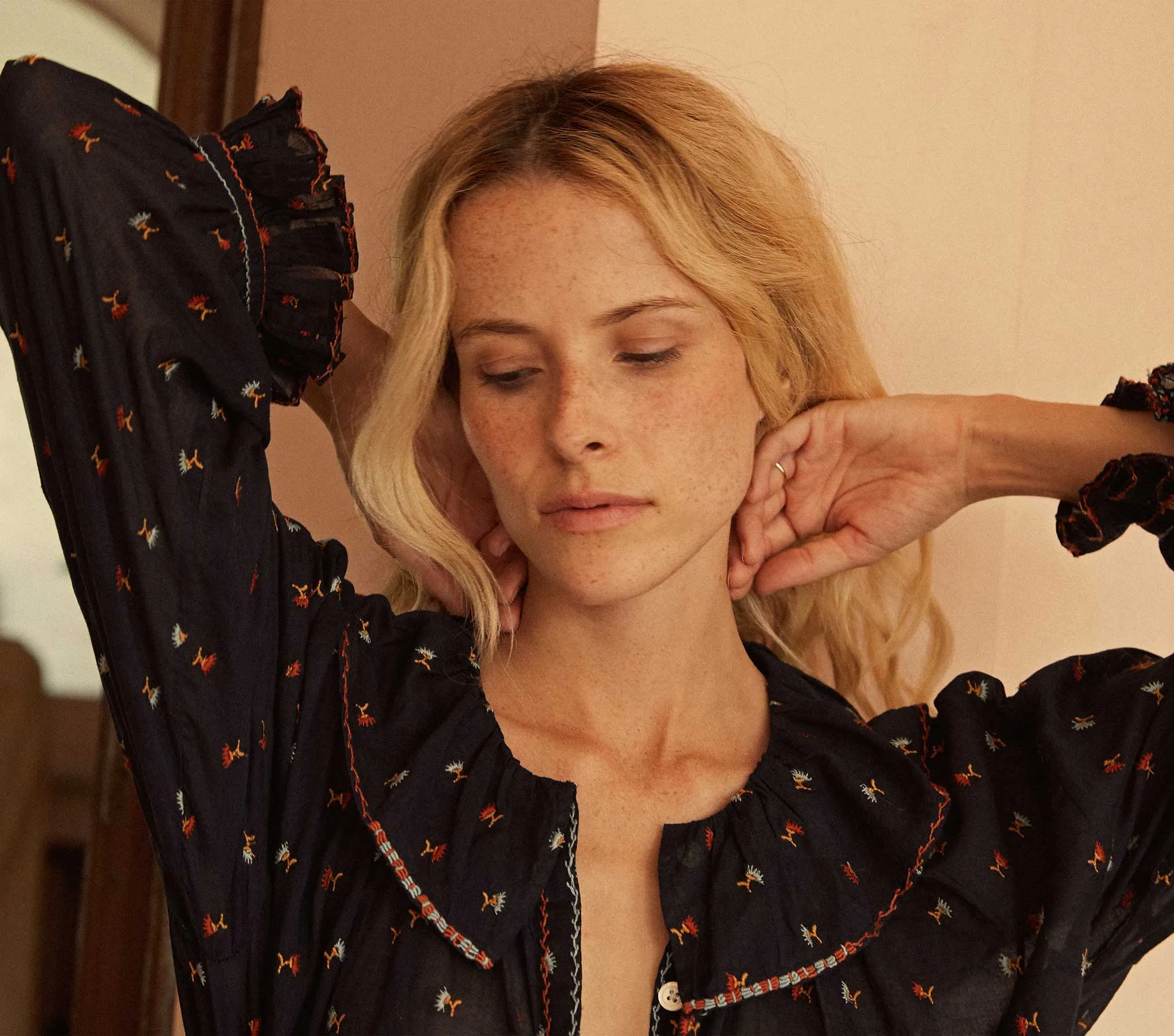 HMD -- ETHEL TOP -- NAVY CARNATION EMBROIDERY sold by Doen product image thumbnail 4