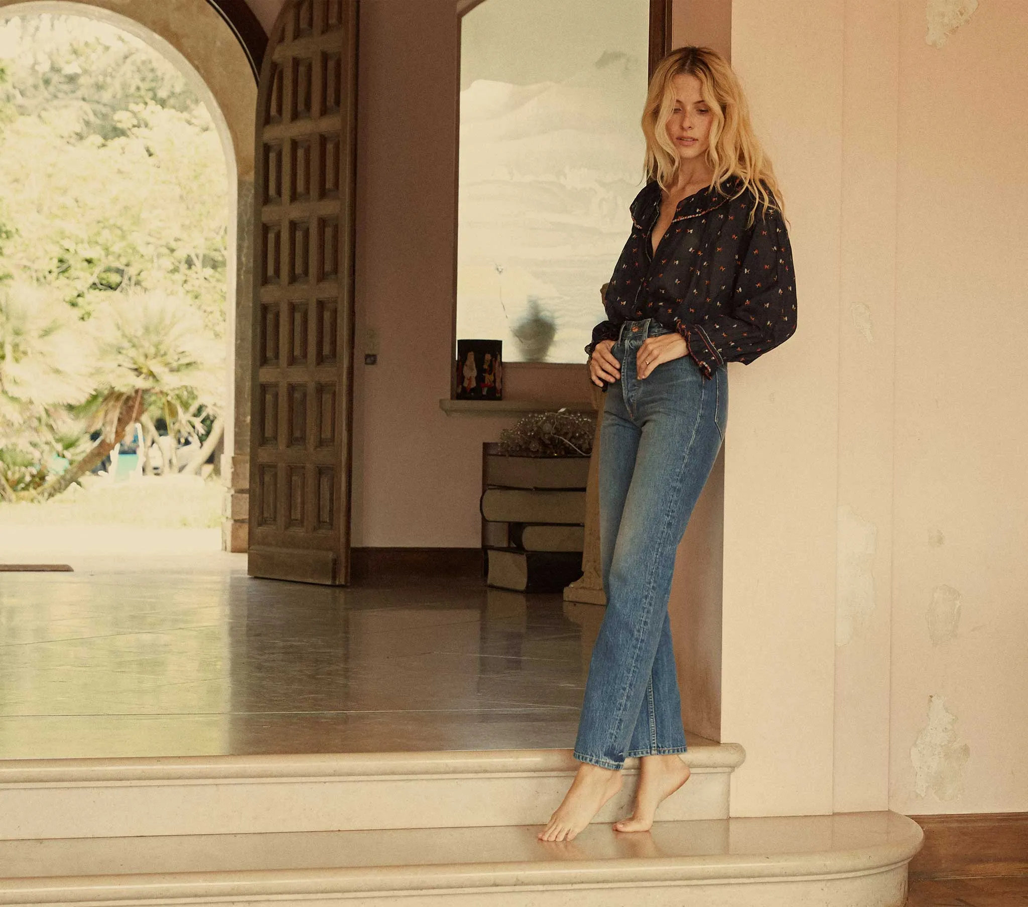 HMD -- ETHEL TOP -- NAVY CARNATION EMBROIDERY sold by Doen product image thumbnail 2