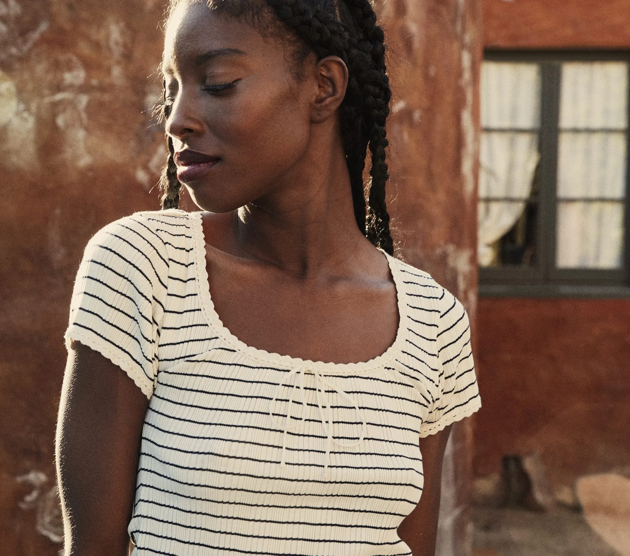 HMD -- BRIGITTE TEE -- NAVY SUFFOLK STRIPE sold by Doen product image thumbnail 4