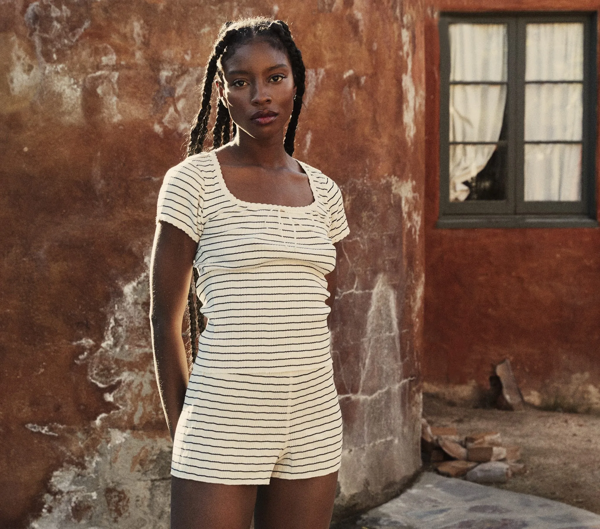 HMD -- BRIGITTE TEE -- NAVY SUFFOLK STRIPE sold by Doen product image thumbnail 5