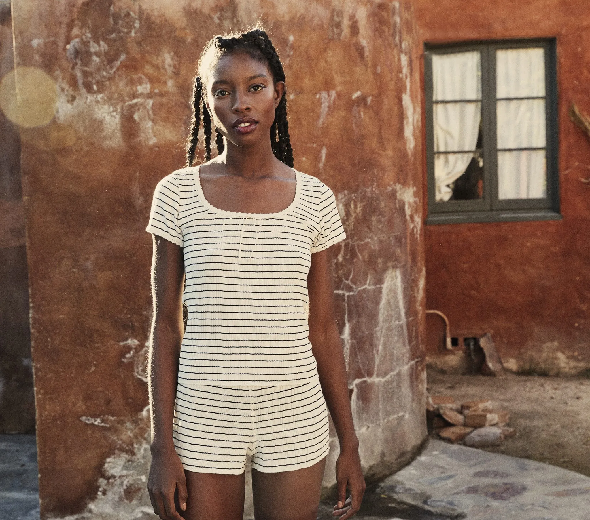 HMD -- BRIGITTE TEE -- NAVY SUFFOLK STRIPE sold by Doen product image thumbnail 2