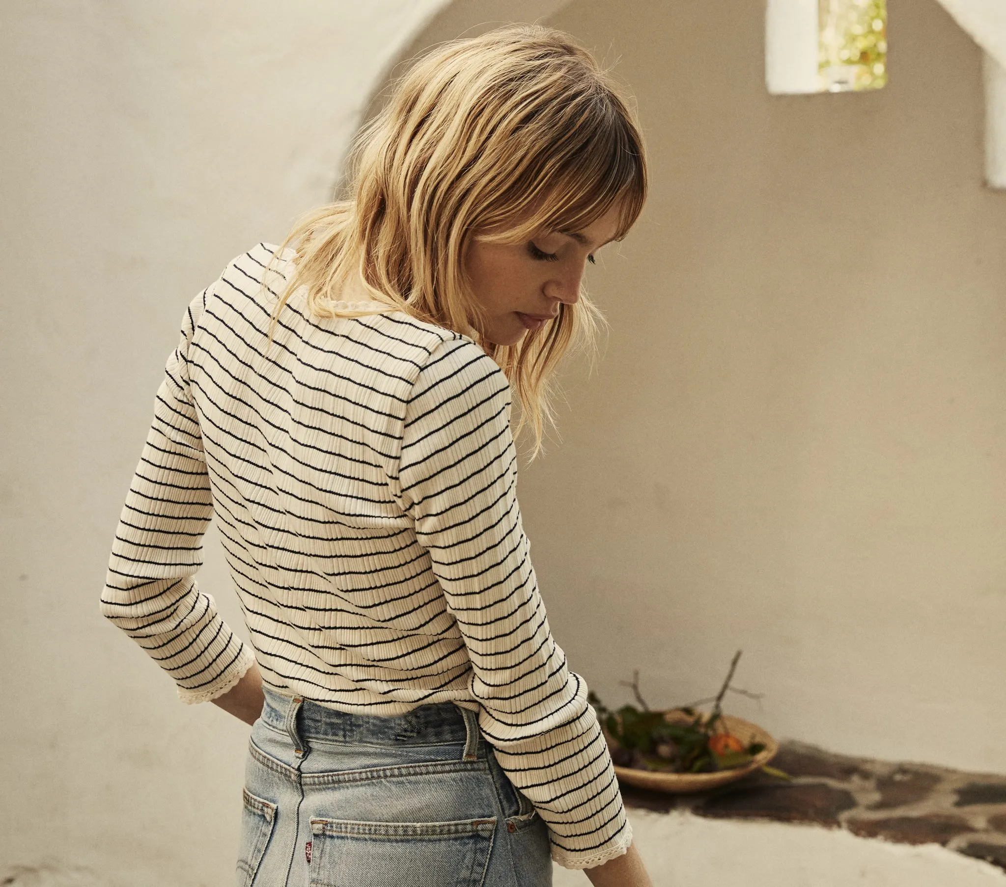 HMD -- VIVIENNE TEE -- NAVY SUFFOLK STRIPE sold by Doen product image thumbnail 5