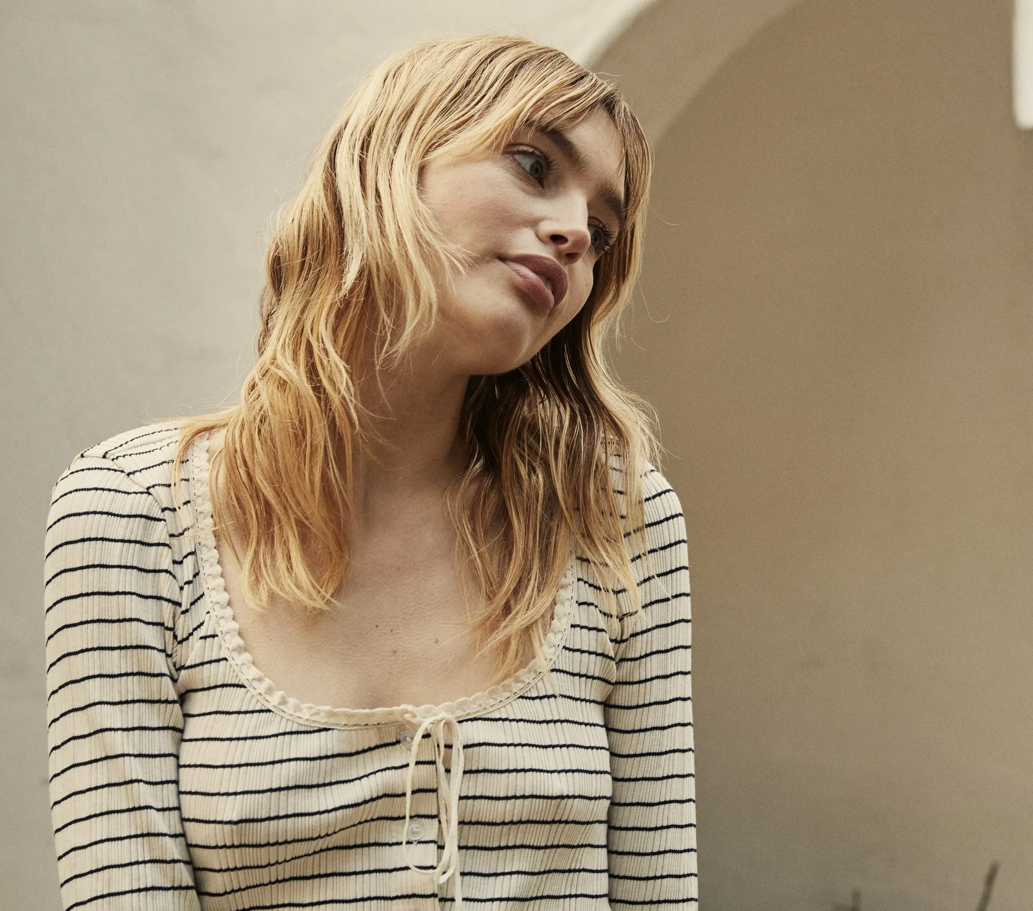 HMD -- VIVIENNE TEE -- NAVY SUFFOLK STRIPE sold by Doen product image thumbnail 2