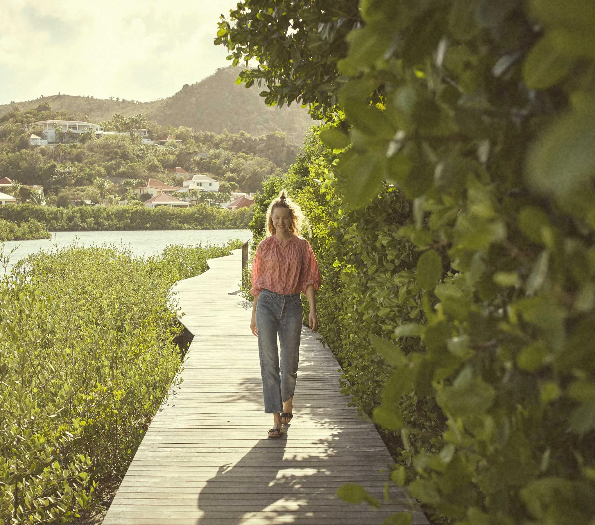 HMD -- THE JANE BLOUSE -- PINK SUNFLOWER BLOCK PRINT sold by Doen product image thumbnail 2
