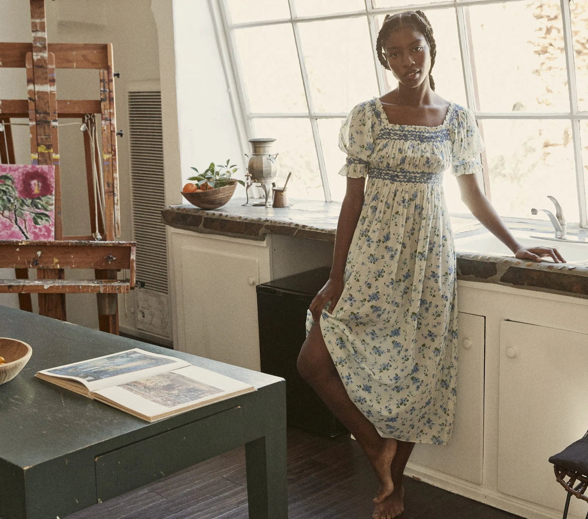 HMD -- ECLIPSE NIGHTGOWN -- BLUE PRIMROSE FLORAL sold by Doen product image thumbnail 2