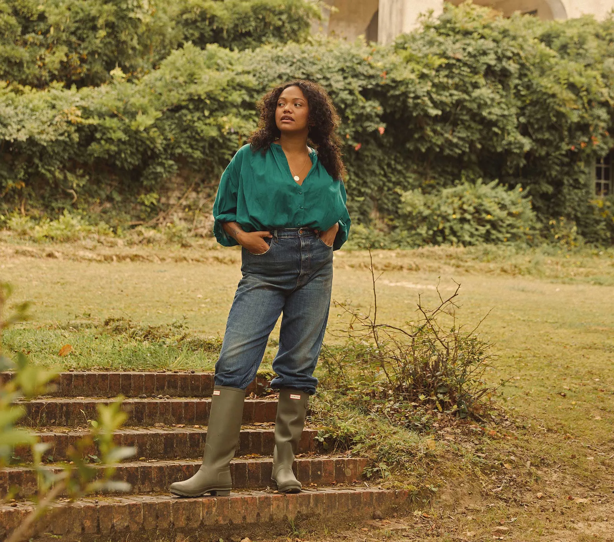 HMD -- THE JANE BLOUSE -- DUSTY TEAL sold by Doen product image thumbnail 2