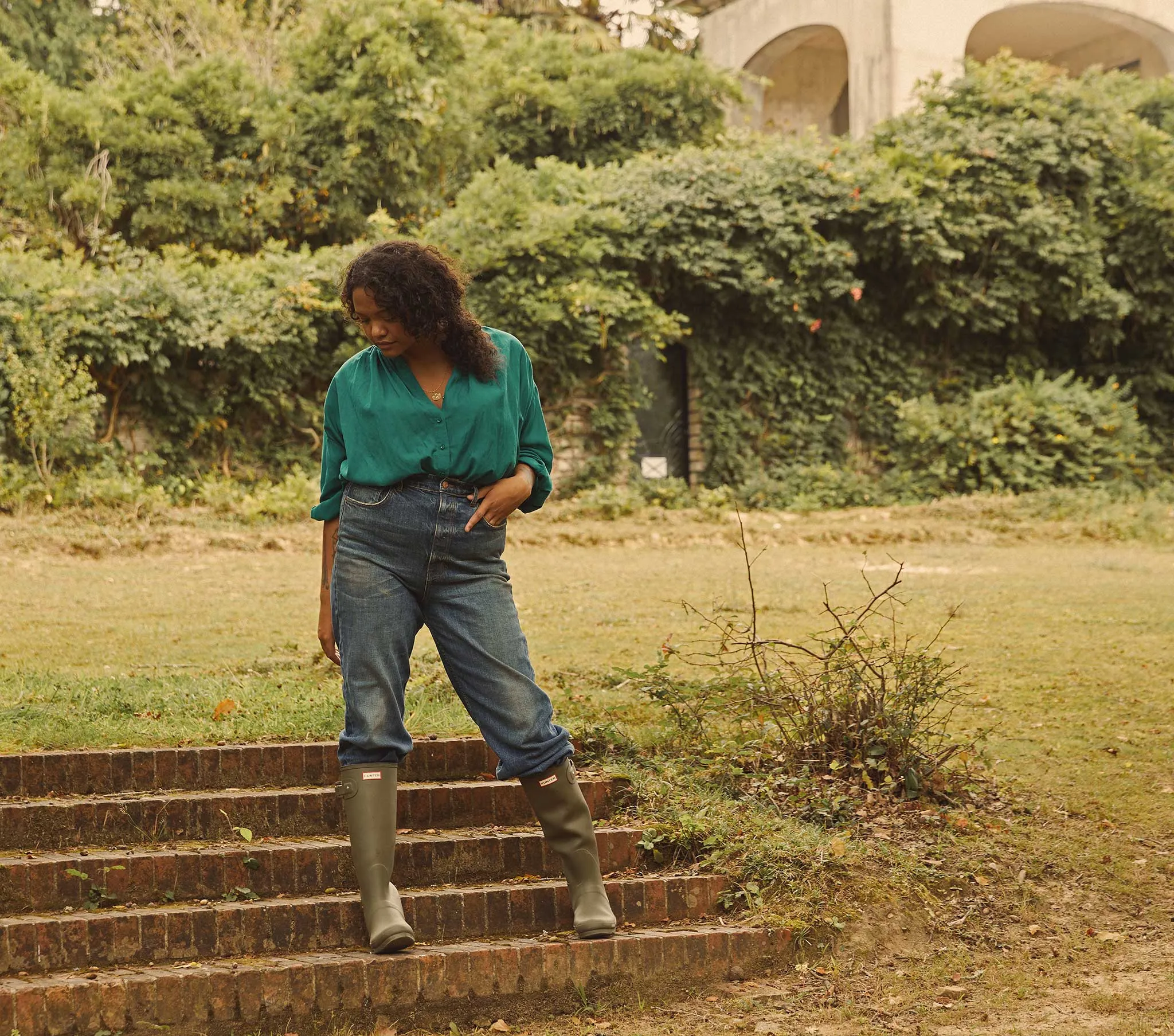 HMD -- THE JANE BLOUSE -- DUSTY TEAL sold by Doen product image thumbnail 4